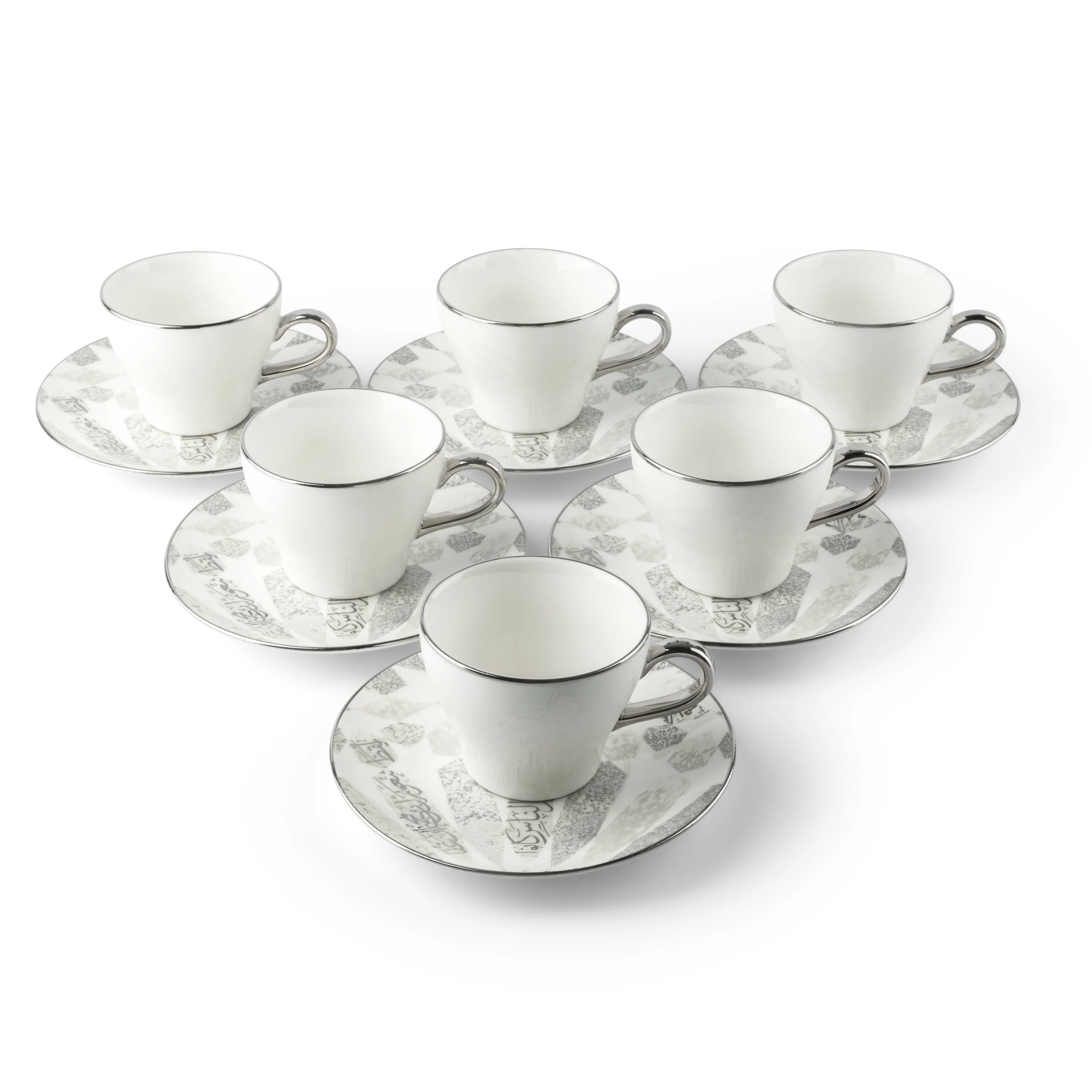 Amal - Cappuccino Cups, (12-Pc)- Grey & Silver - Image 4