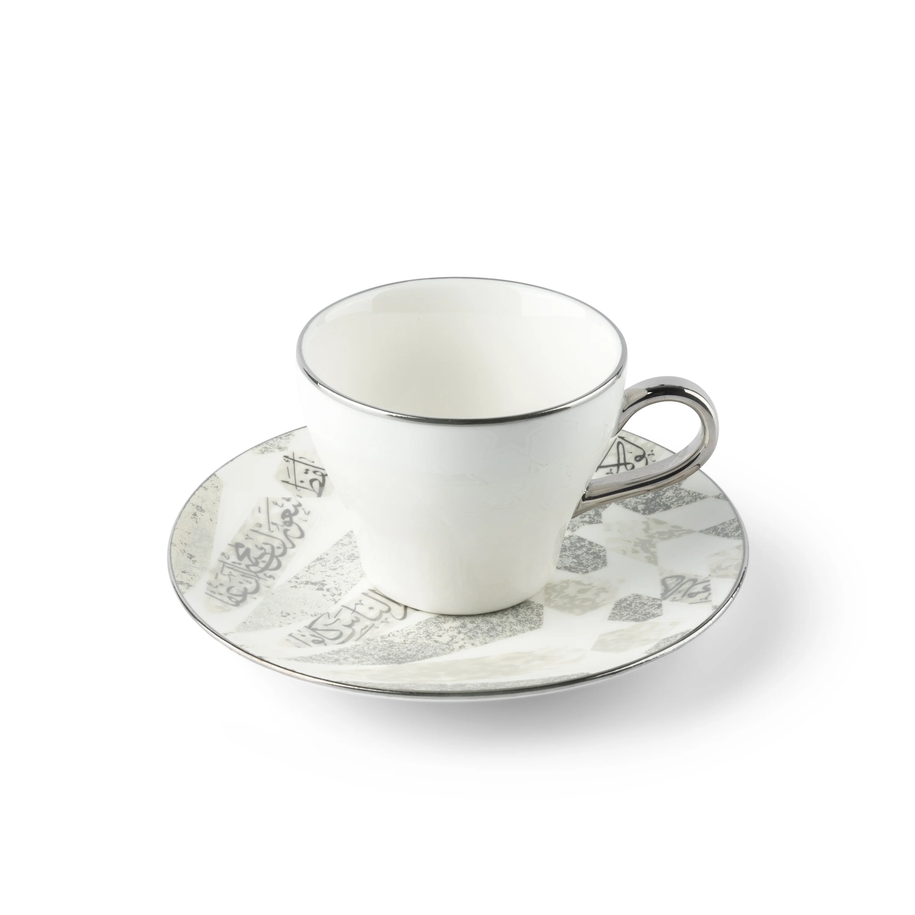 Amal - Cappuccino Cups, (12-Pc)- Grey & Silver - Image 5