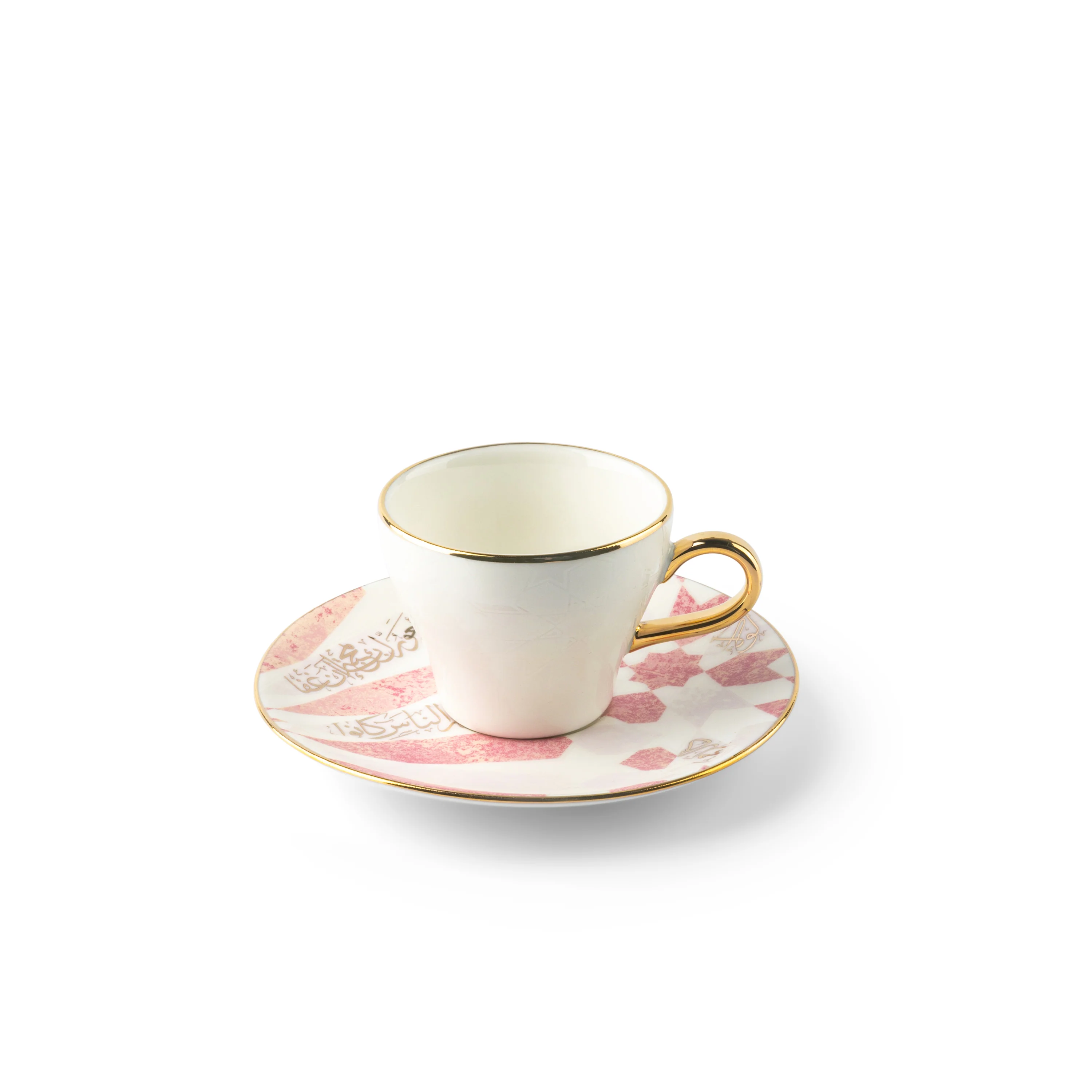Amal - Espresso /Turkish Coffee Cups, (12-Pc)- Pink & Gold - Image 5