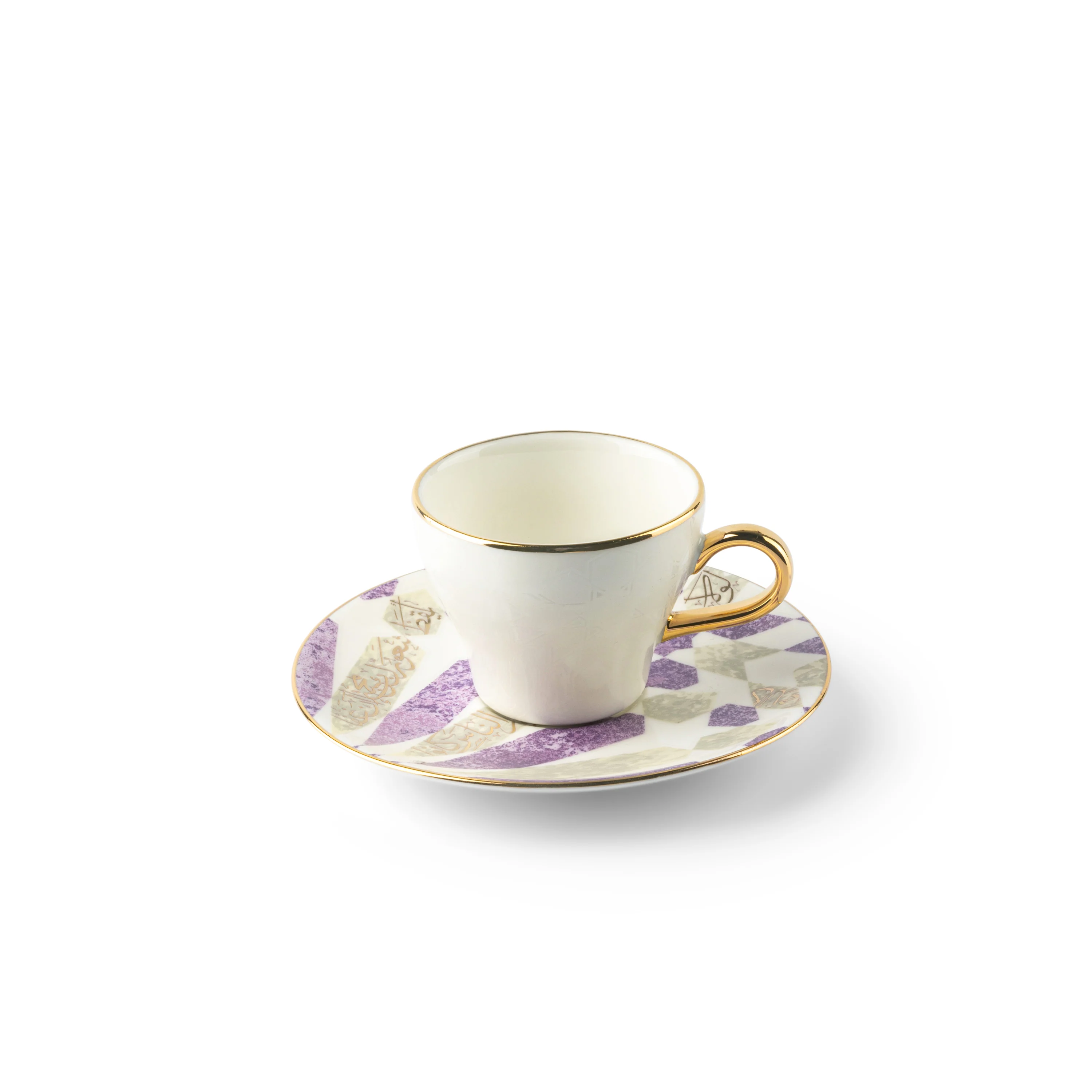 Amal - Espresso /Turkish Coffee Cups, (12-Pc)- Purple & Gold - Image 4