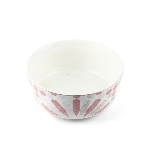 Amal - Single 8 IN Salad Bowl - Pink & Gold - Image 3