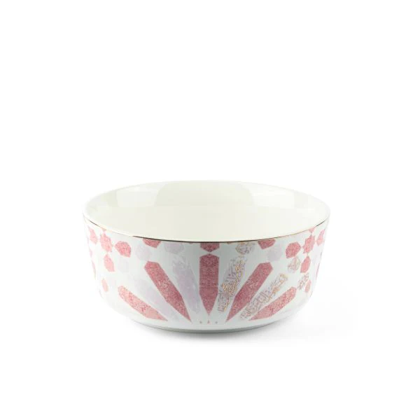 Amal - Single 8 IN Salad Bowl - Pink & Gold - Image 4