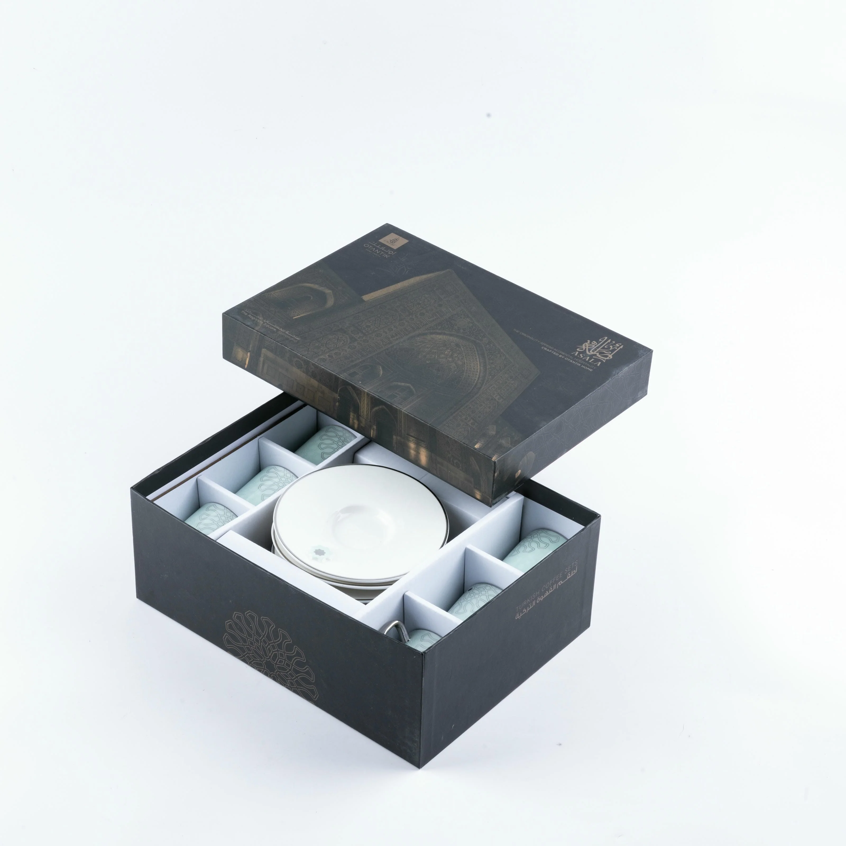 Asala - Esspresso/ Turkish Coffee Set (12-Pc) - Teal & Silver - Image 3