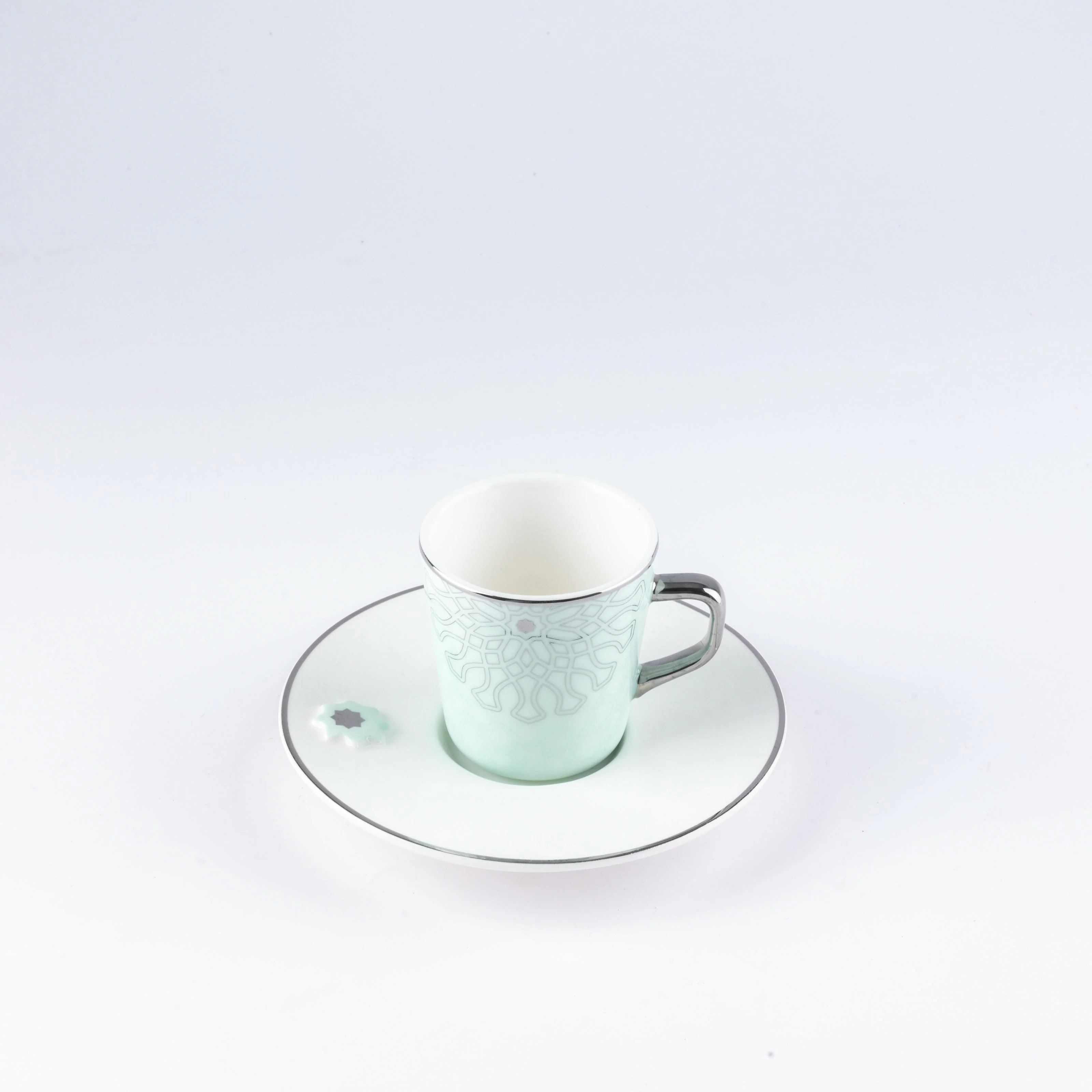 Asala - Esspresso/ Turkish Coffee Set (12-Pc) - Teal & Silver - Image 4