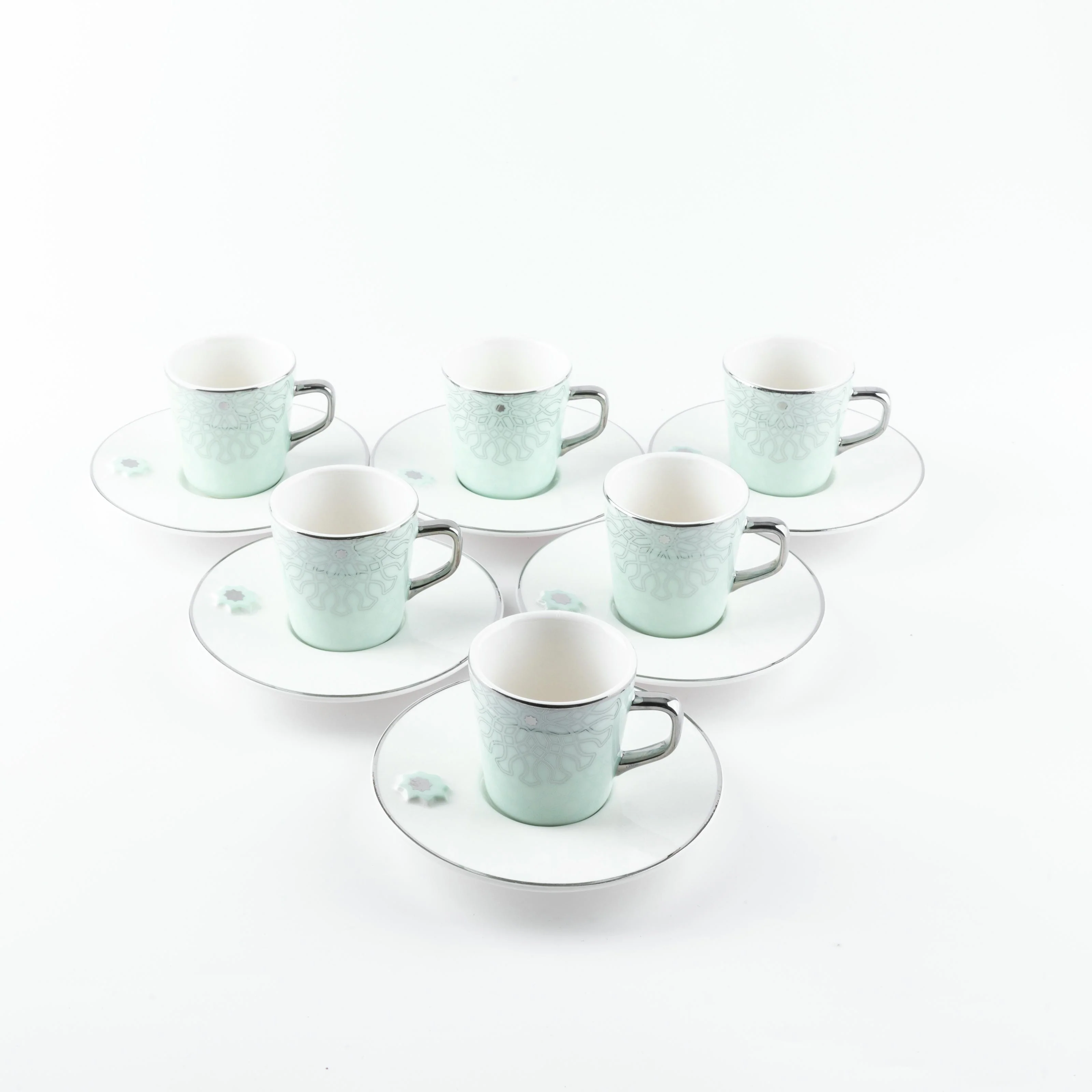Asala - Esspresso/ Turkish Coffee Set (12-Pc) - Teal & Silver - Image 5