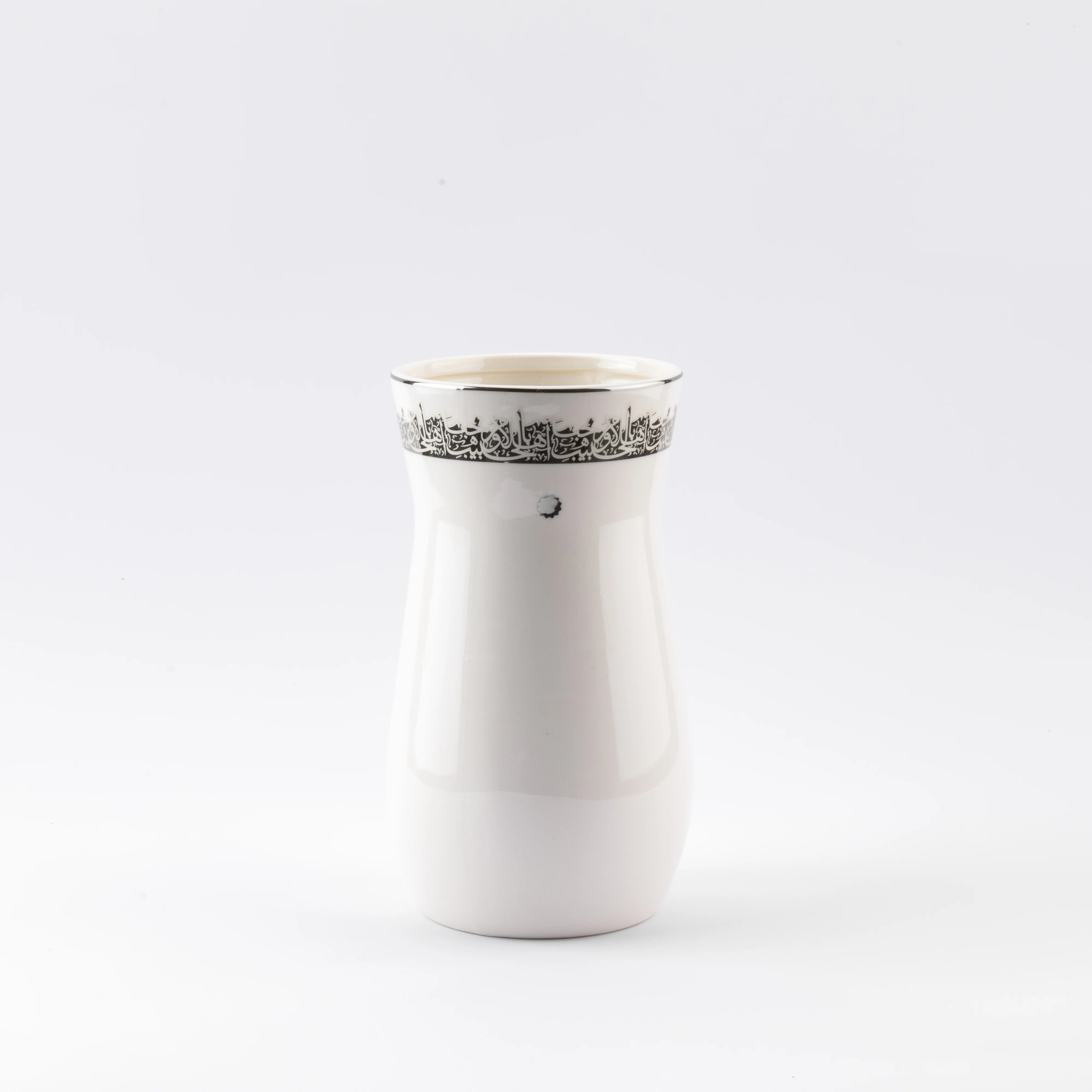 Atheer - Medium Decorative Vase - White & Silver - Image 4