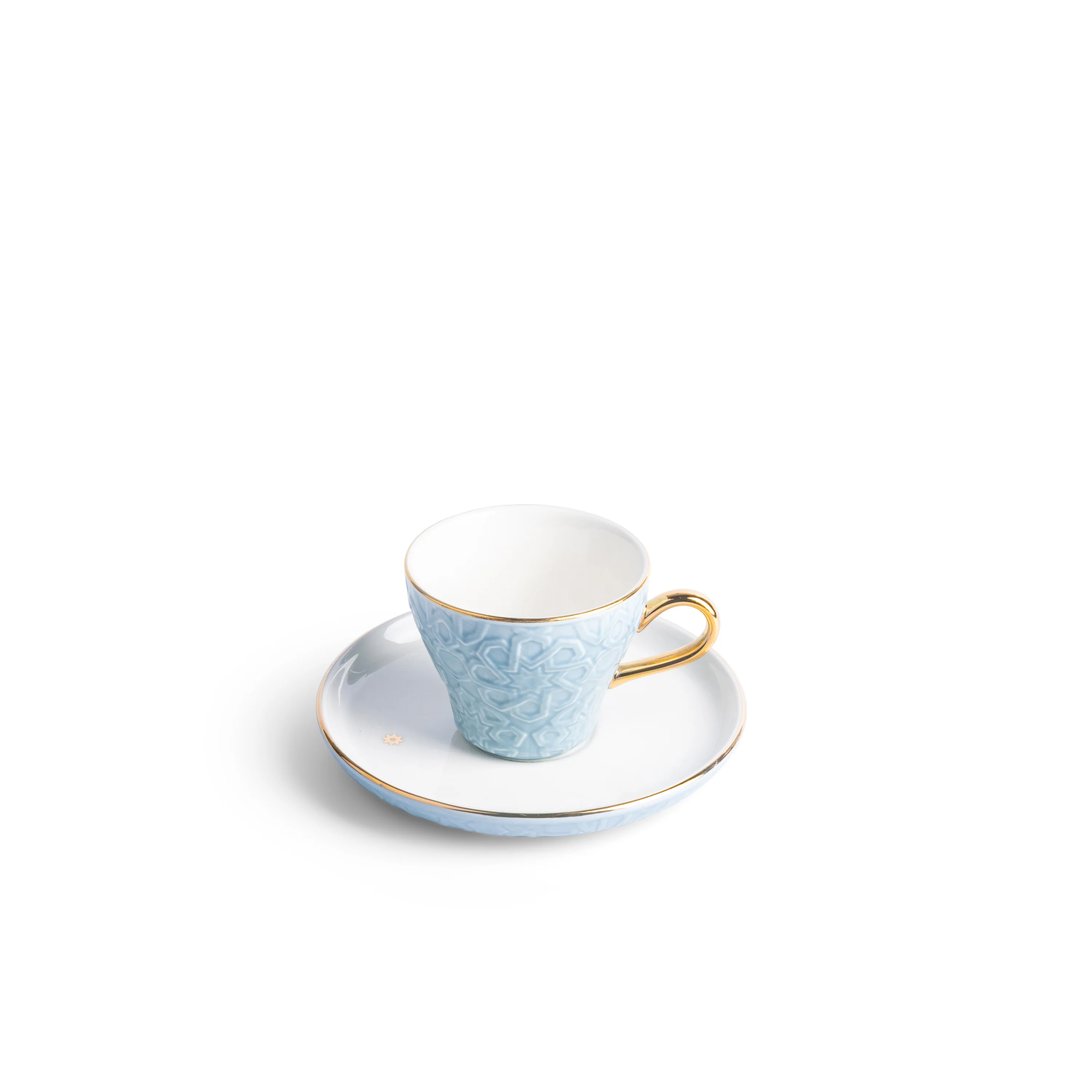 Crown - Esspresso /Turkish Coffee Cups (12-Pc)- Baby Blue & Gold - Image 3