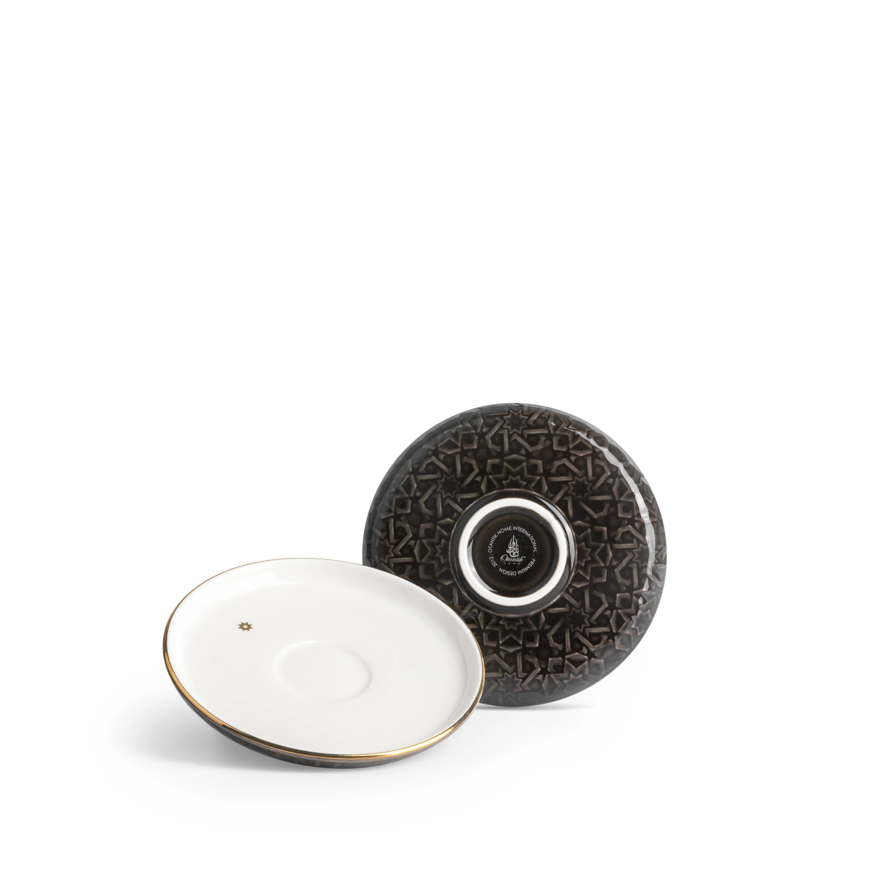 Crown - Esspresso /Turkish Coffee Cups (12-Pc)- Black & Gold - Image 4