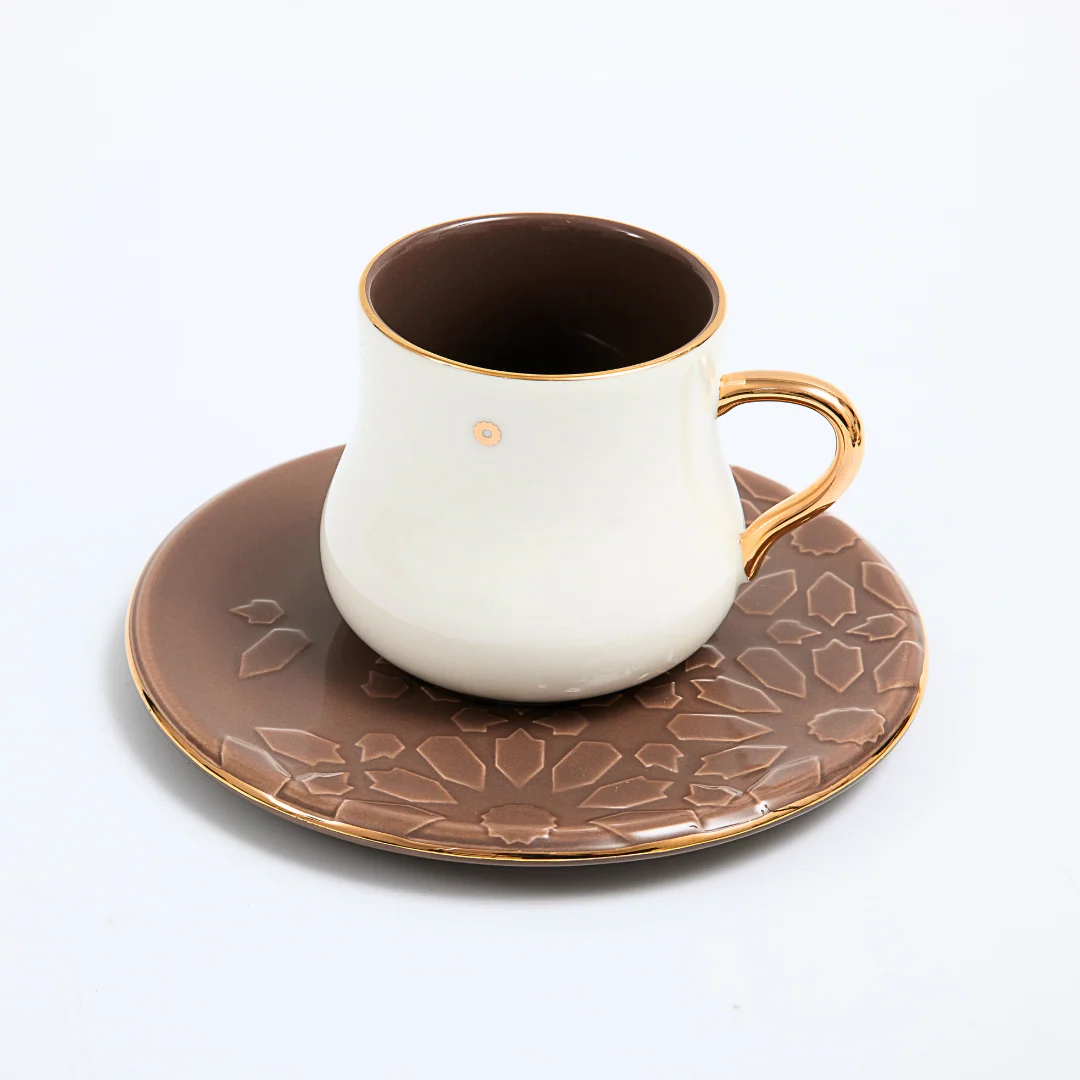 Dunes - Cappuccino Cups (12-Pc)- Brown & Gold - Image 4