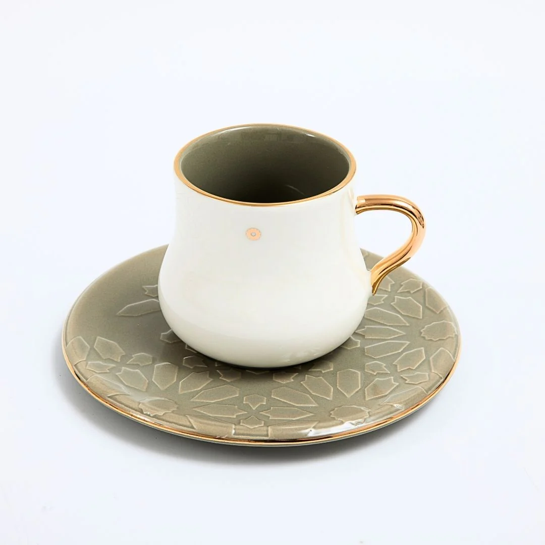 Dunes - Cappuccino Cups (12-Pc)- Olive Taupe & Gold - Image 4