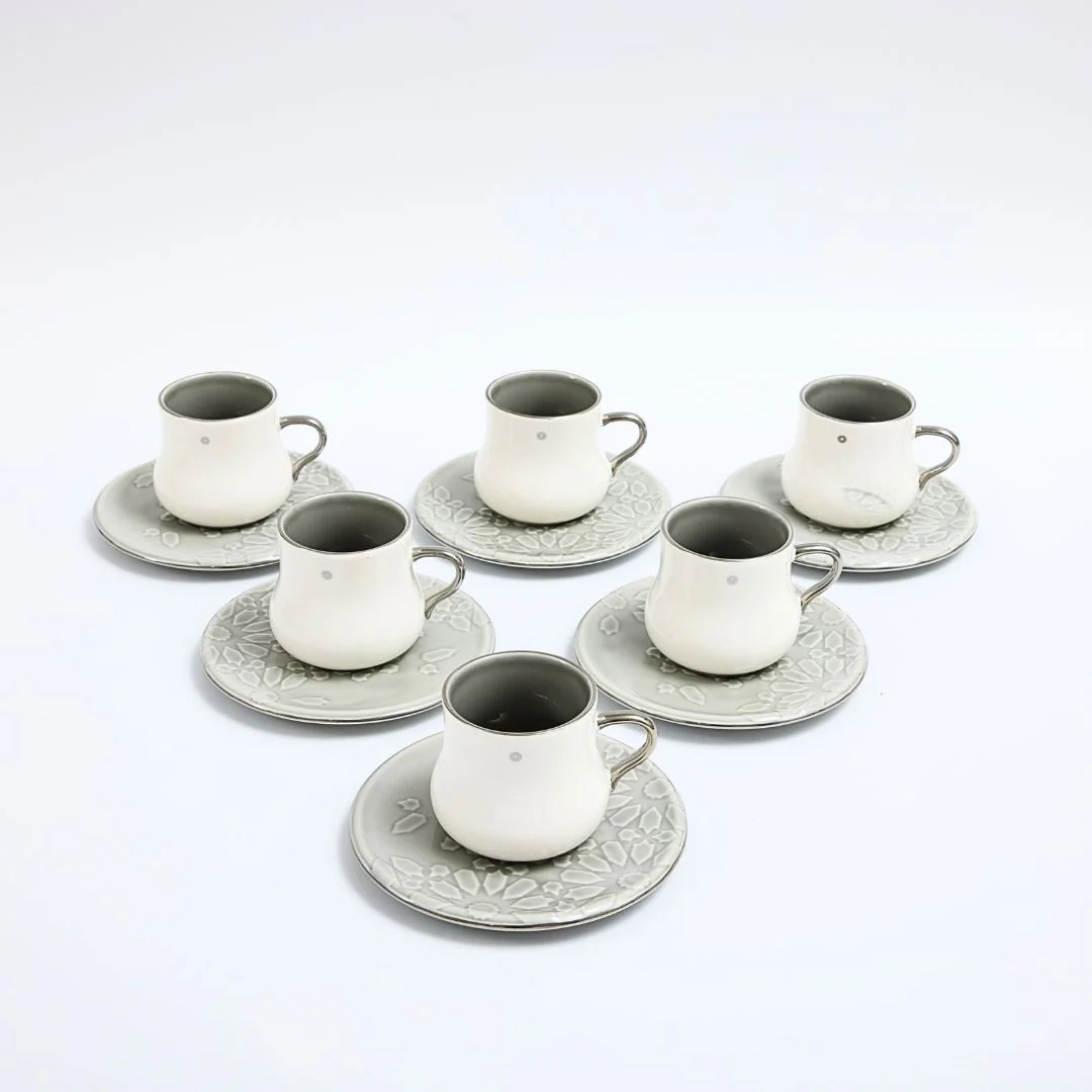 Dunes - Cappuccino Cups (12-Pc)- Grey & Silver - Image 5