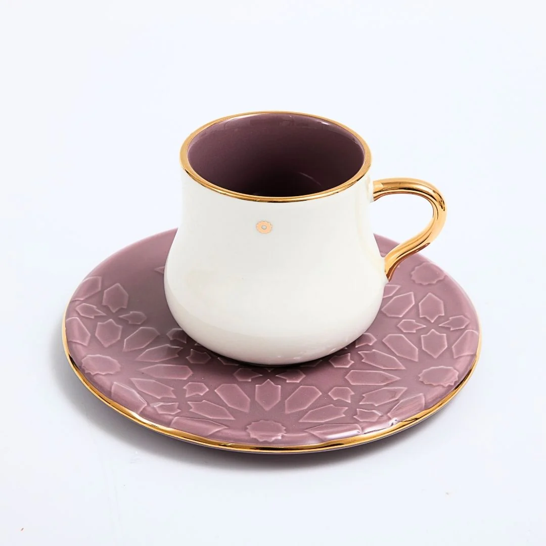 Dunes - Cappuccino Cups (12-Pc)- Purple & Gold - Image 3