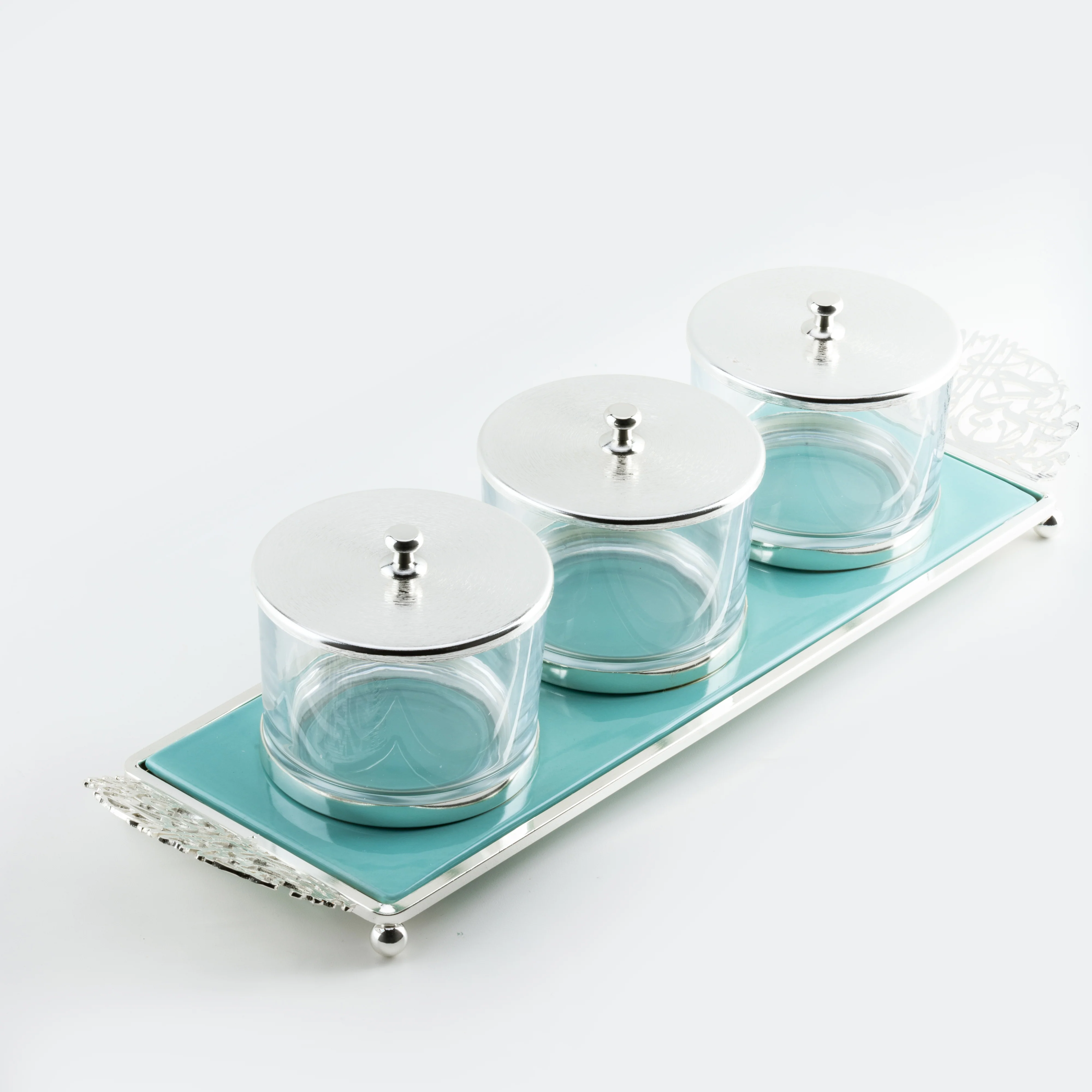 Limited Edition - Snack Serving set (3 Bowls)- Blue & Silver - Image 4