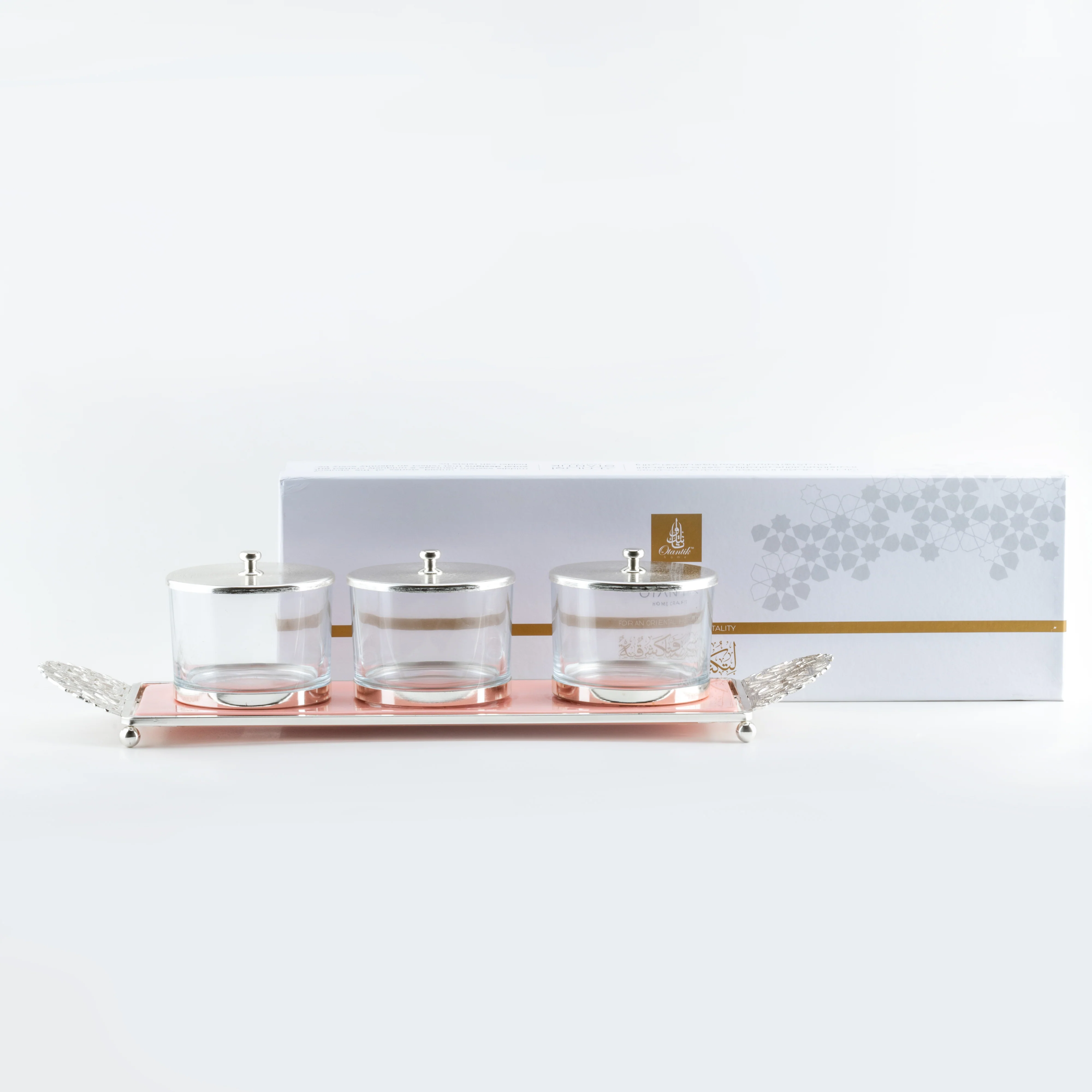 Limited Edition - Snack Serving set (3 Bowls)- Pink & Silver - Image 3