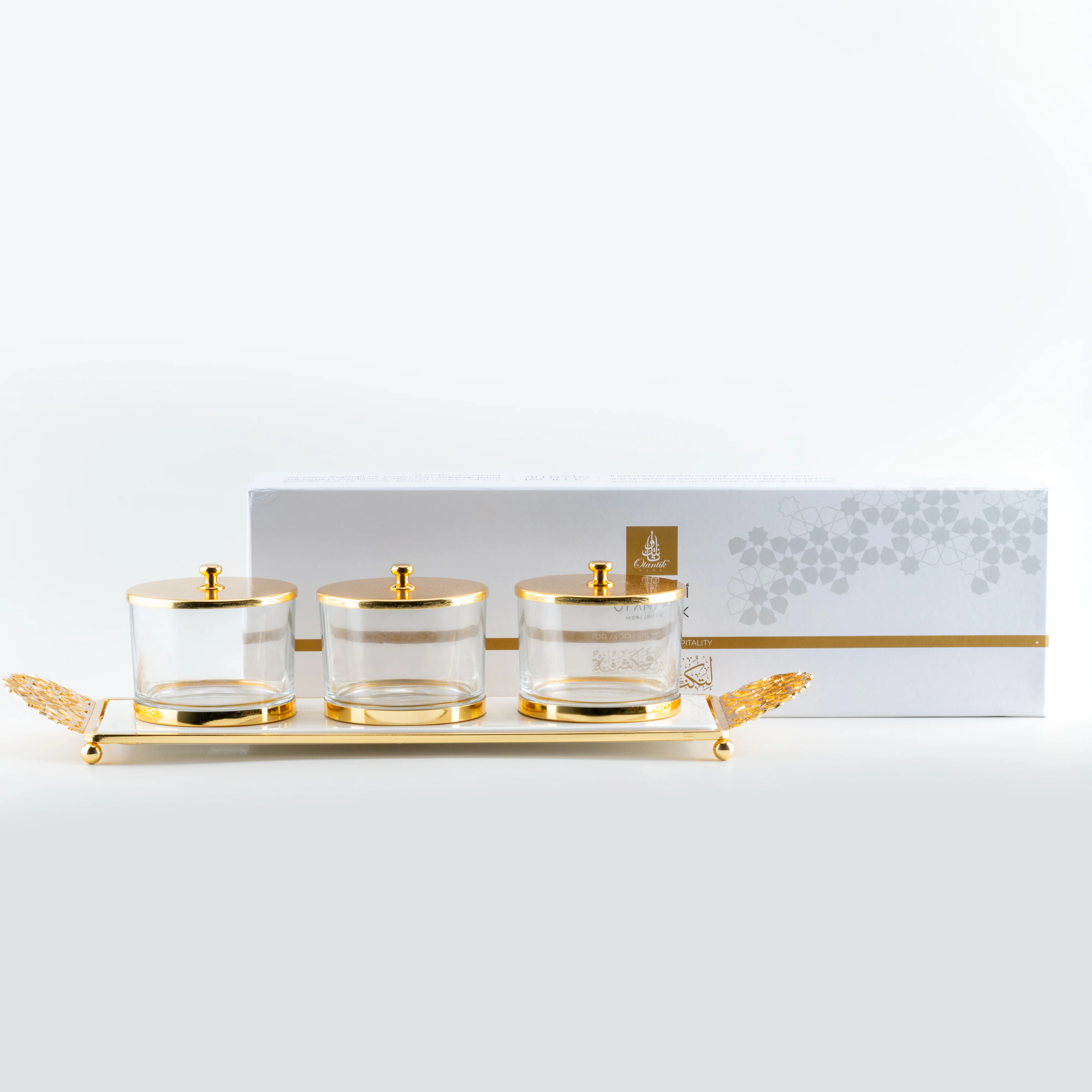 Limited Edition - Snack Serving set (3 Bowls)- White & Gold - Image 5