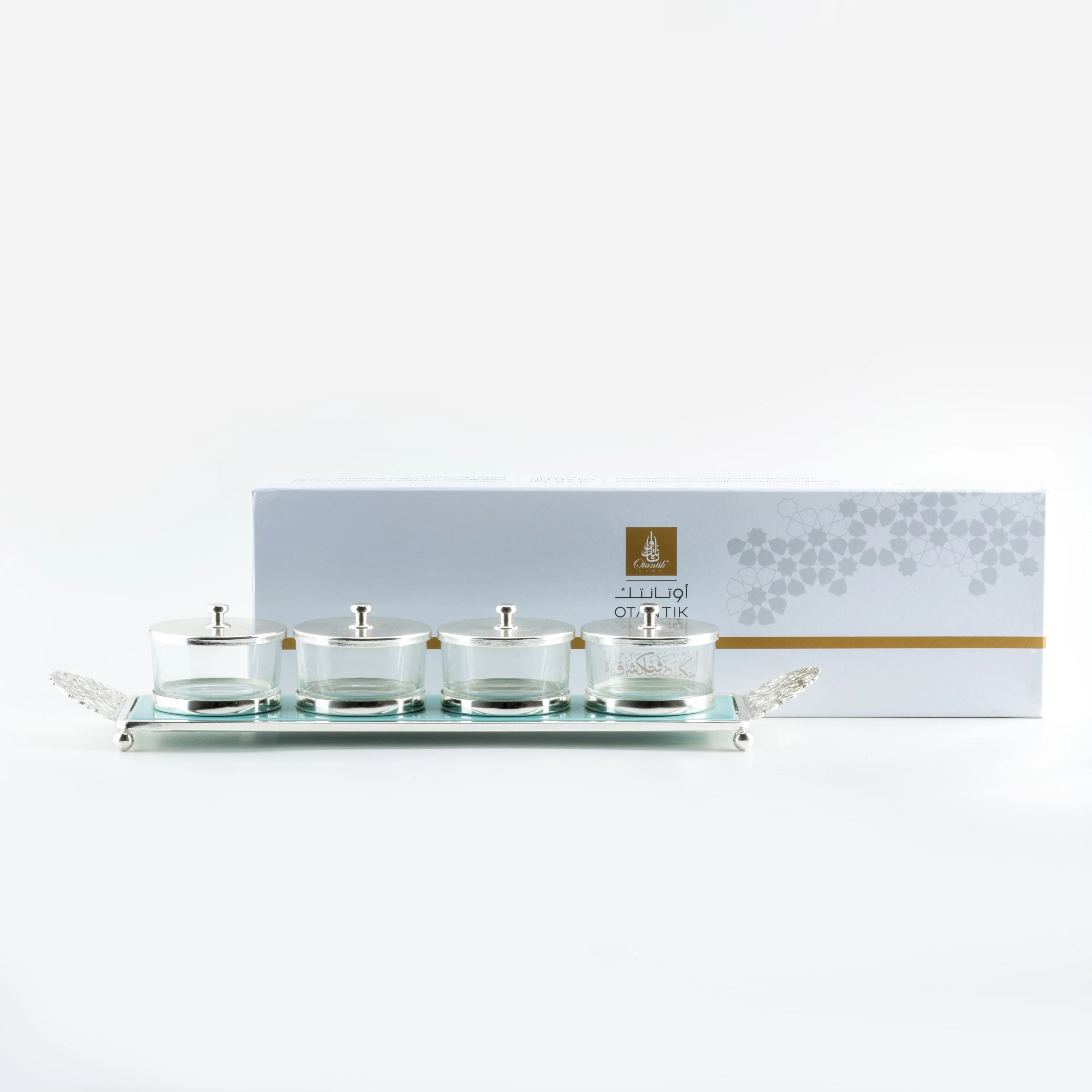 Limited Edition - Snack Serving set (4 Bowls)- Blue & Silver - Image 3