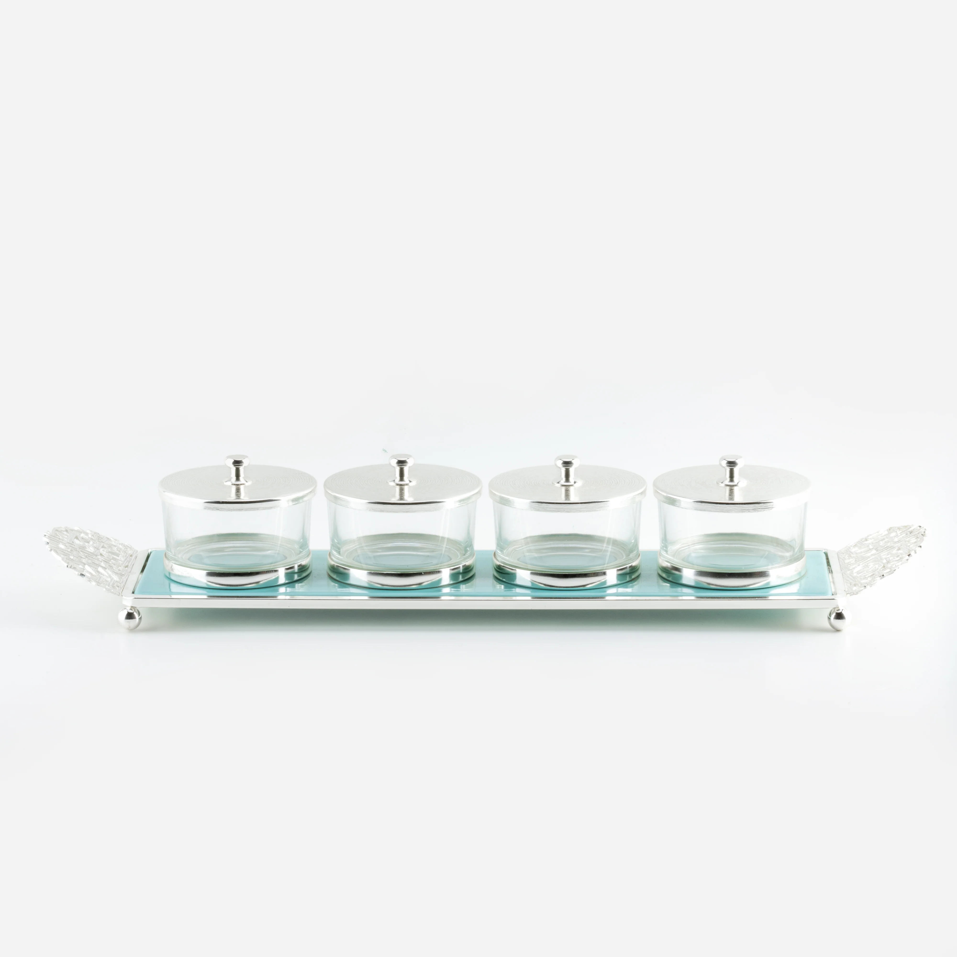 Limited Edition - Snack Serving set (4 Bowls)- Blue & Silver - Image 4