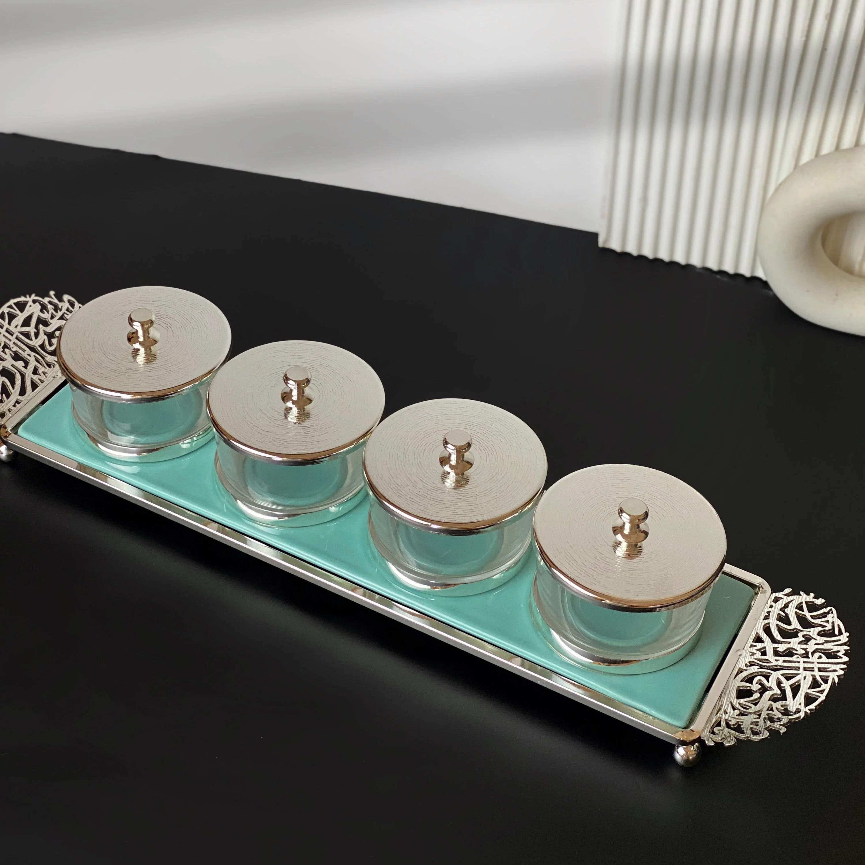 Limited Edition - Snack Serving set (4 Bowls)- Blue & Silver - Image 5