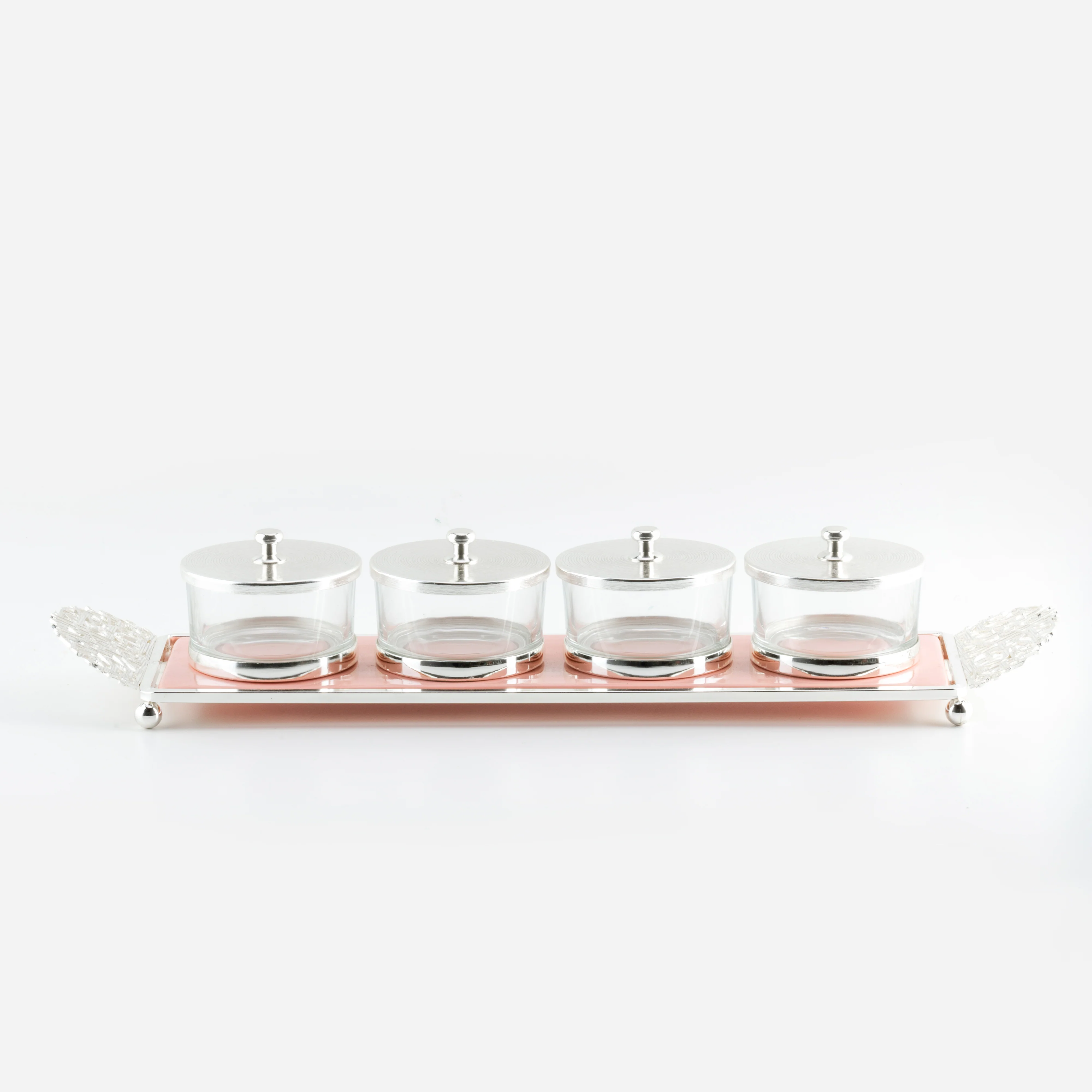Limited Edition - Snack Serving set (4 Bowls)- Pink & Silver - Image 5