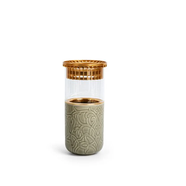 Luxury Majlis - Medium Decorative Vase - Grey & Gold - Image 3