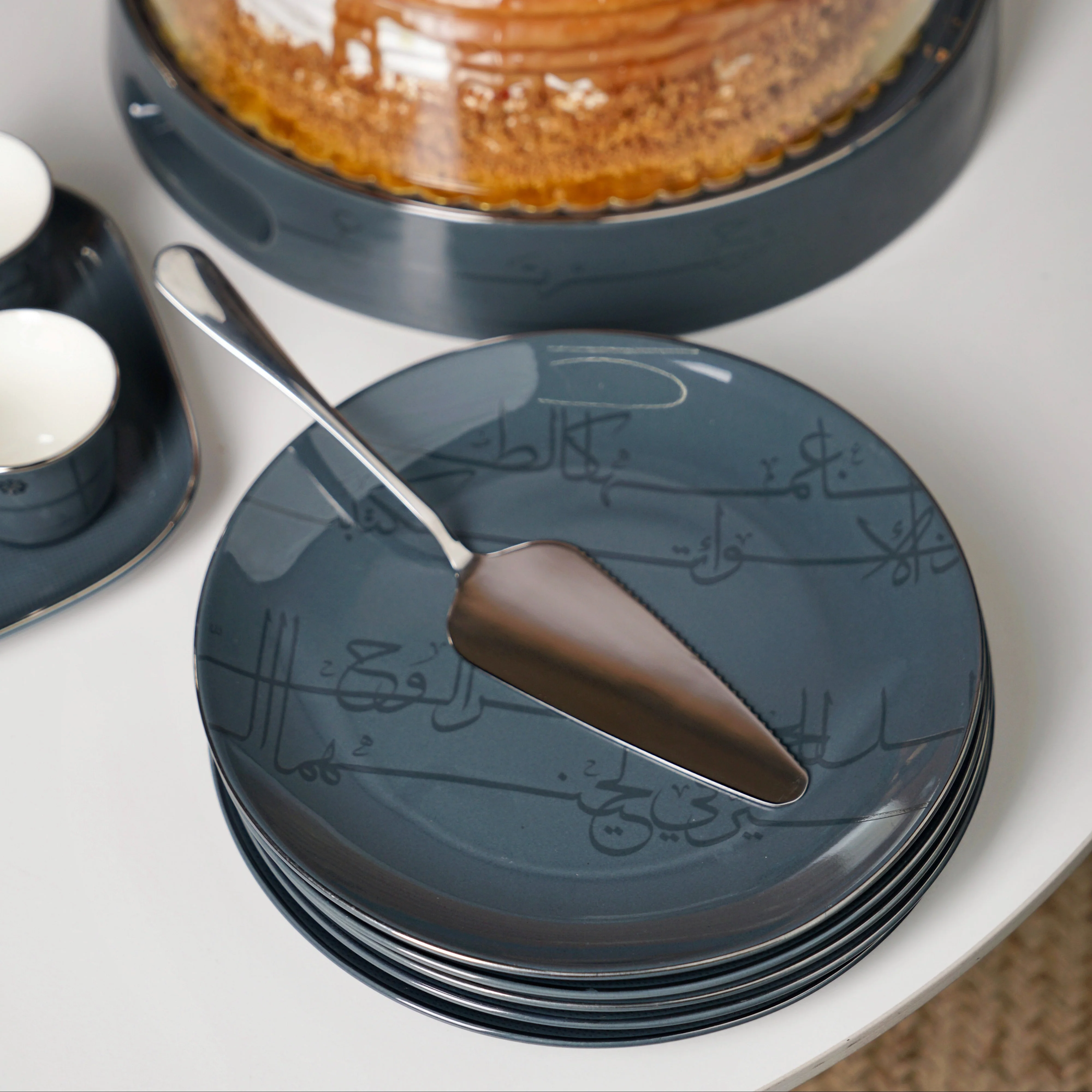 Mirral - Cake Set (9-Pc) - Dark Blue & Silver - Image 5