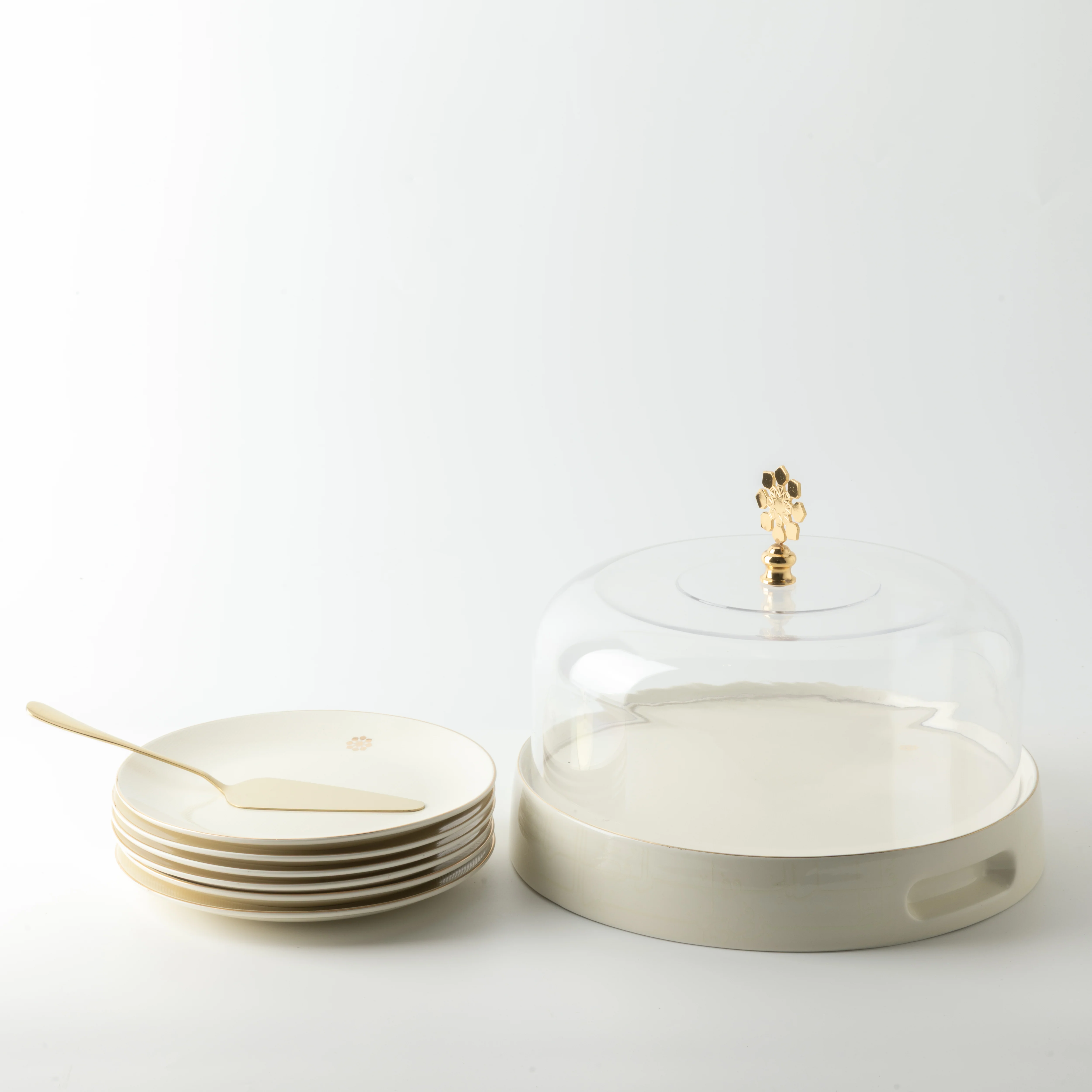 Mirral - Cake Set (9-Pc) - White & Gold - Image 6