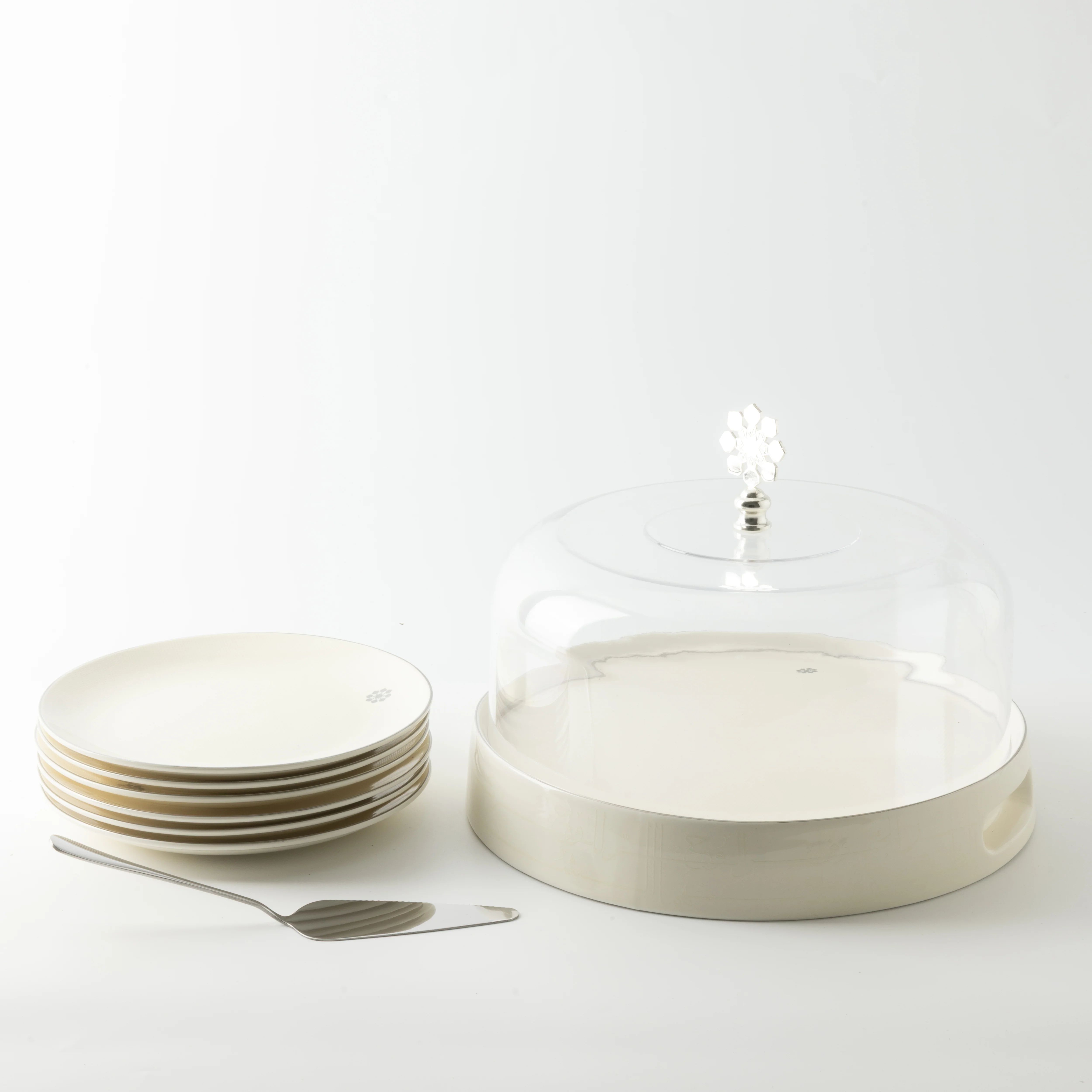 Mirral - Cake Set (9-Pc) - White & Silver - Image 4