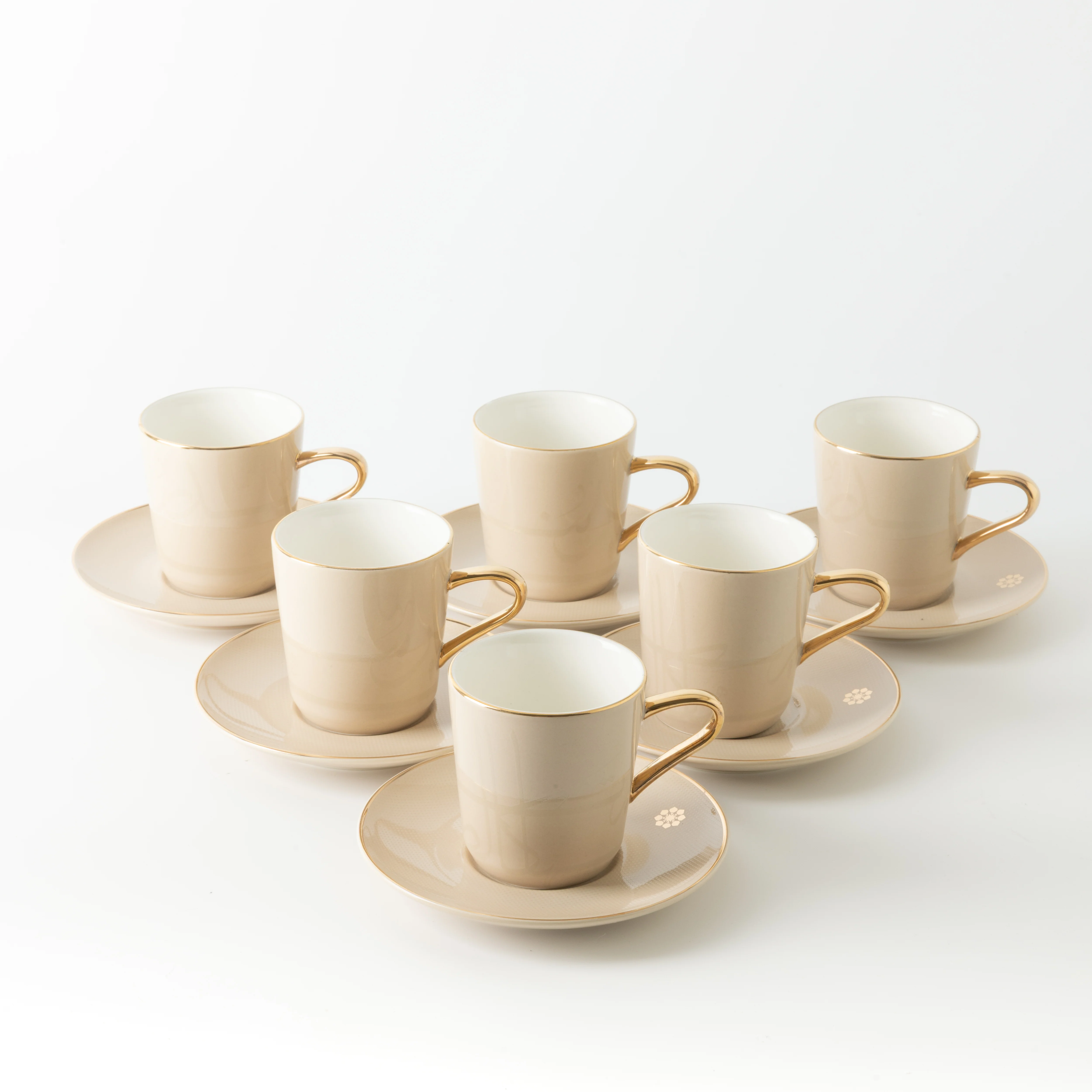 Mirral - Cappuccino Set (12-Pc) - Beige & Gold - Image 7