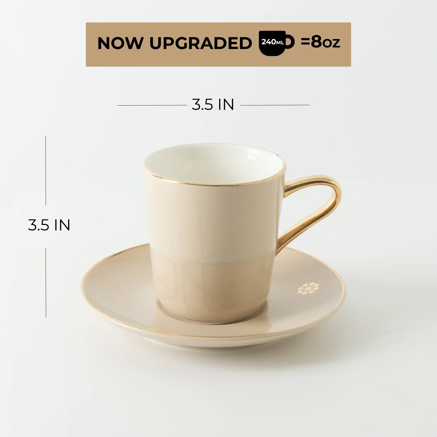 Mirral - Cappuccino Set (12-Pc) - Beige & Gold - Image 8