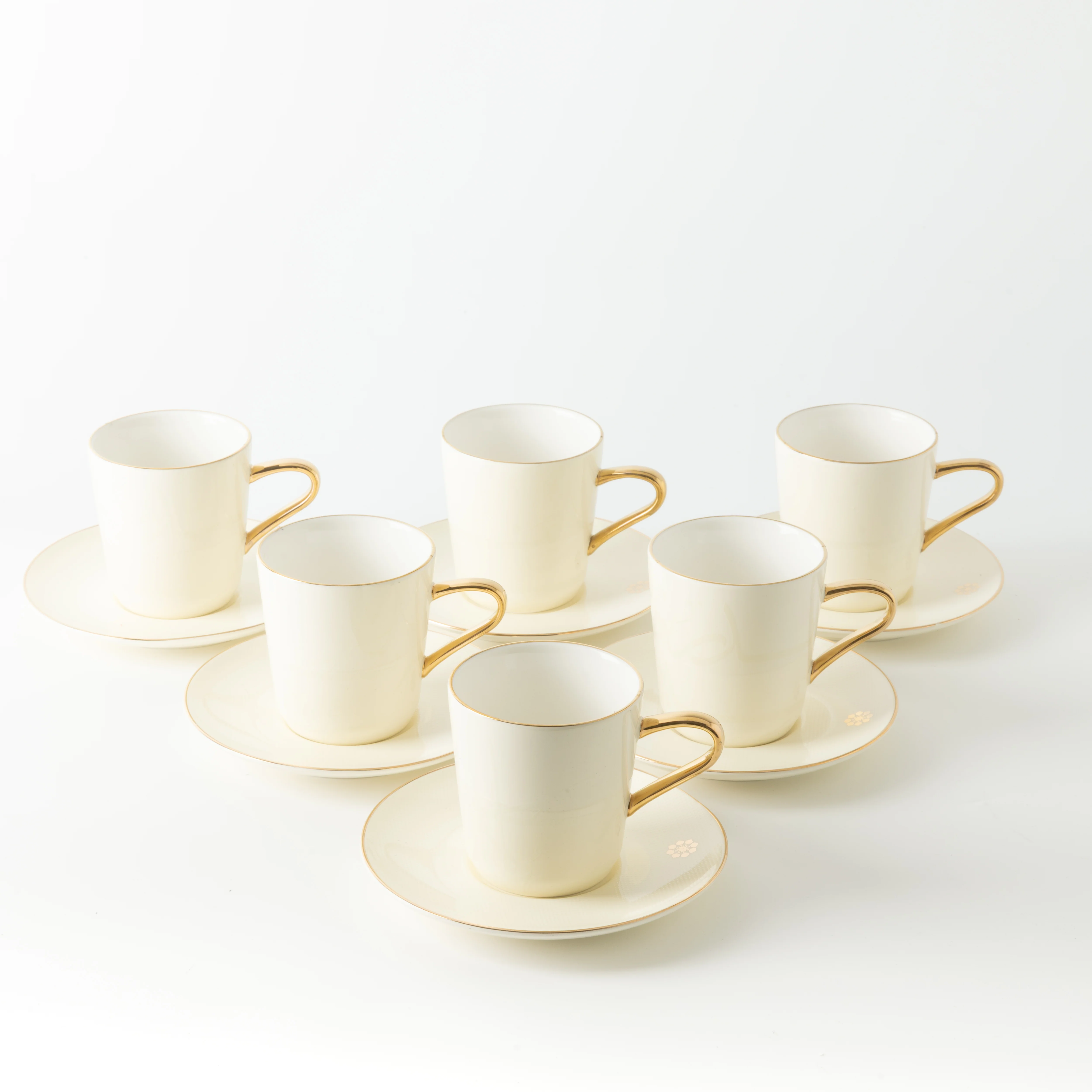 Mirral - Cappuccino Set (12-Pc) - White & Gold - Image 7