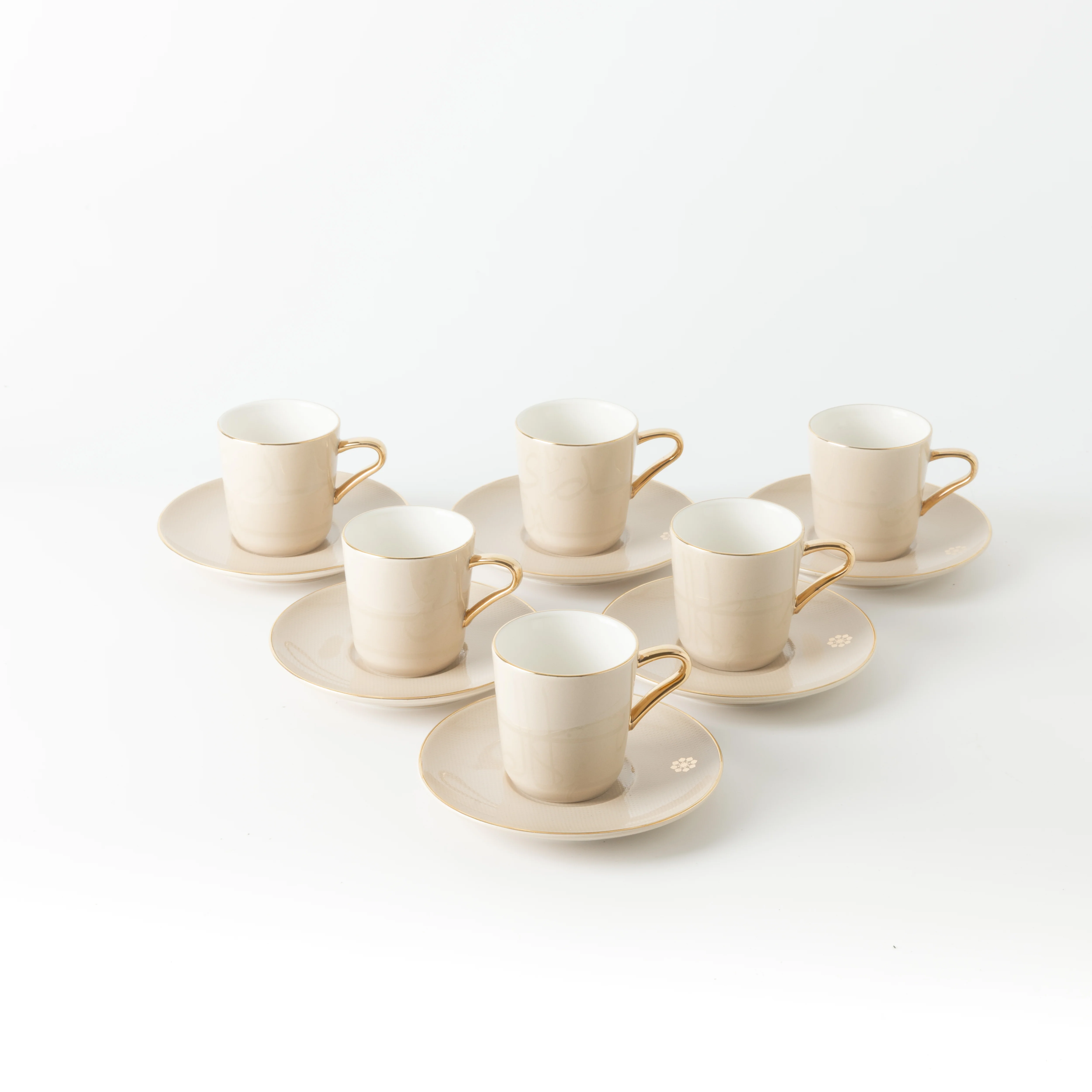 Mirral - Espresso/Turkish Coffee Set (12-Pc) - Beige & Gold - Image 7
