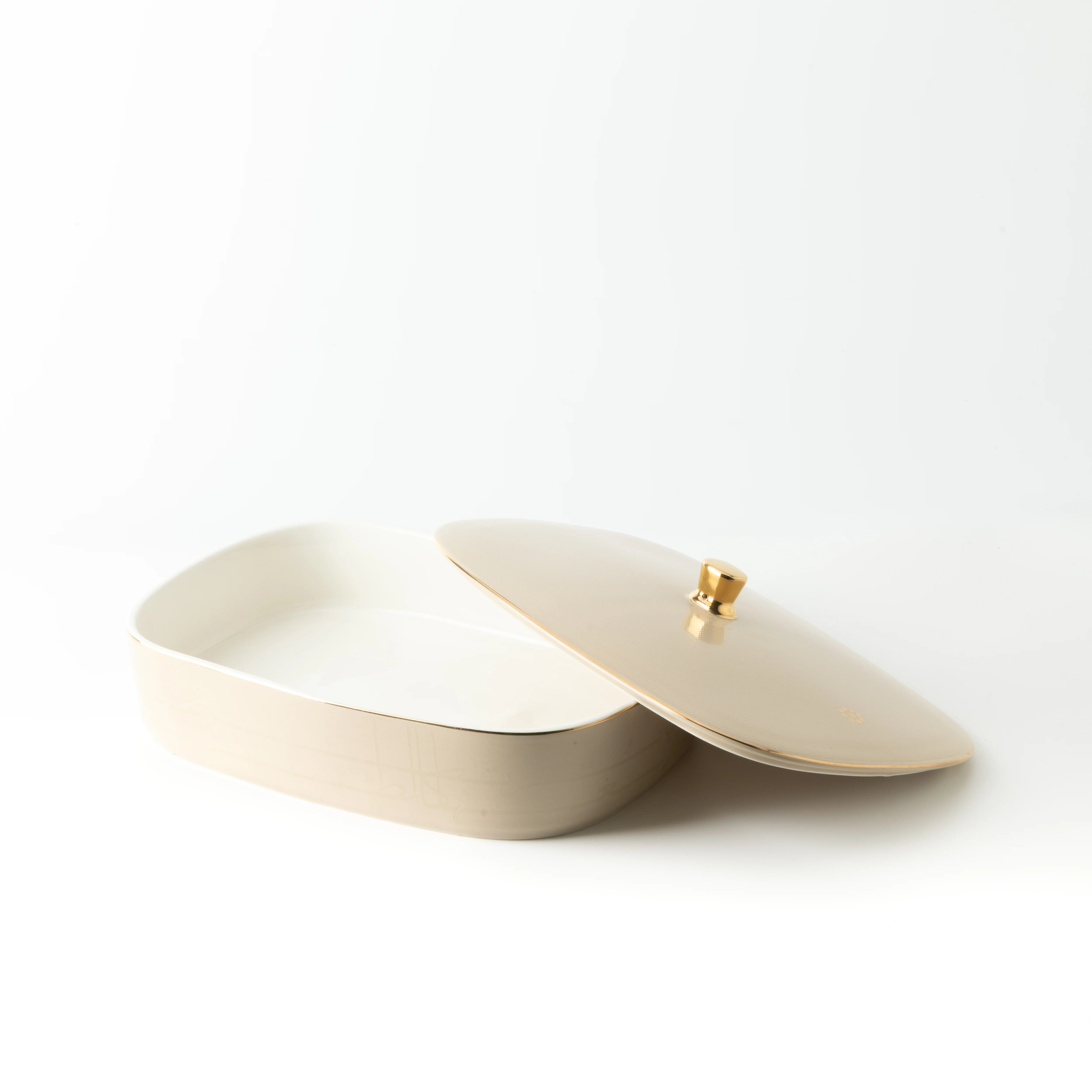 Mirral - Large Decorative Canister - Beige & Gold - Image 3