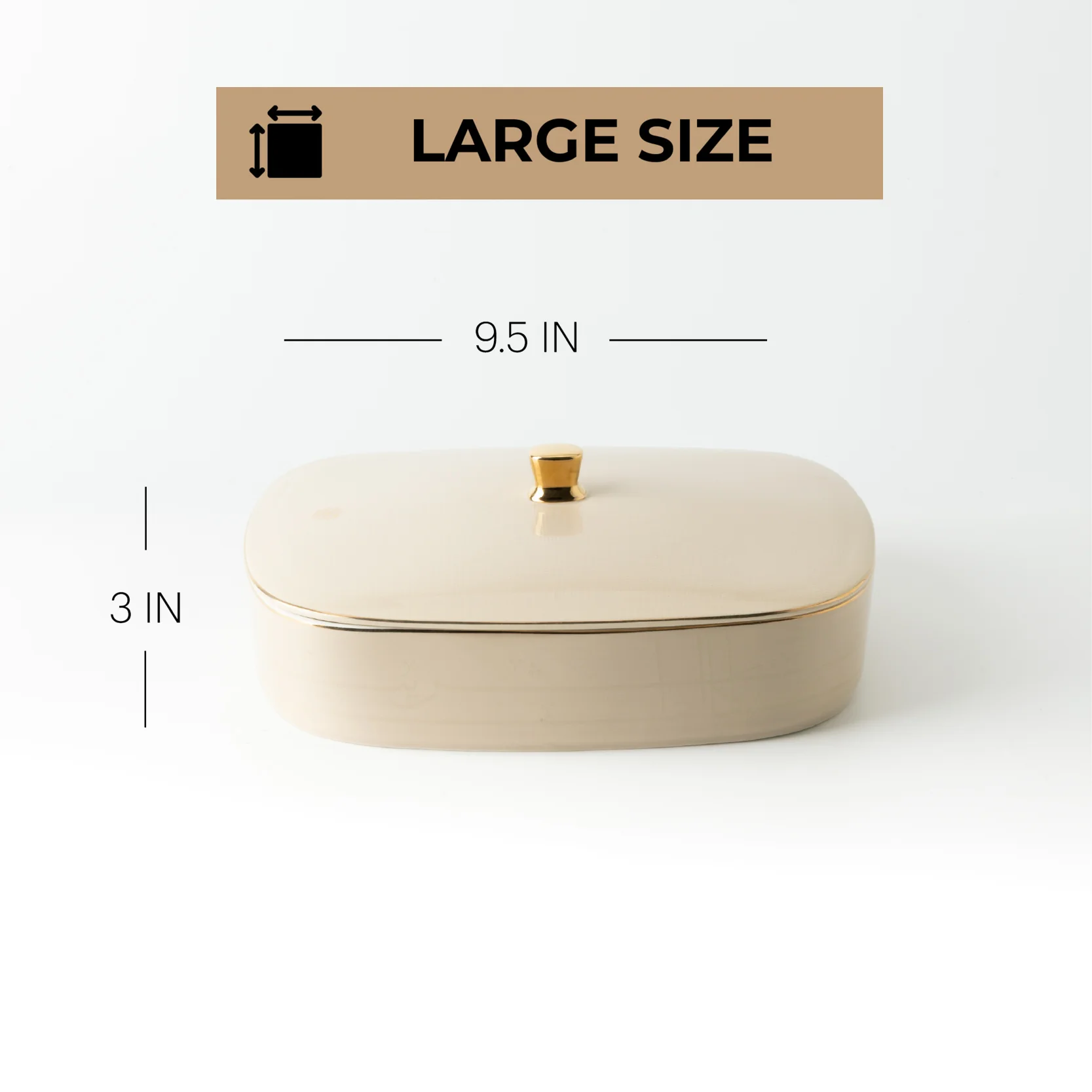Mirral - Large Decorative Canister - Beige & Gold - Image 5