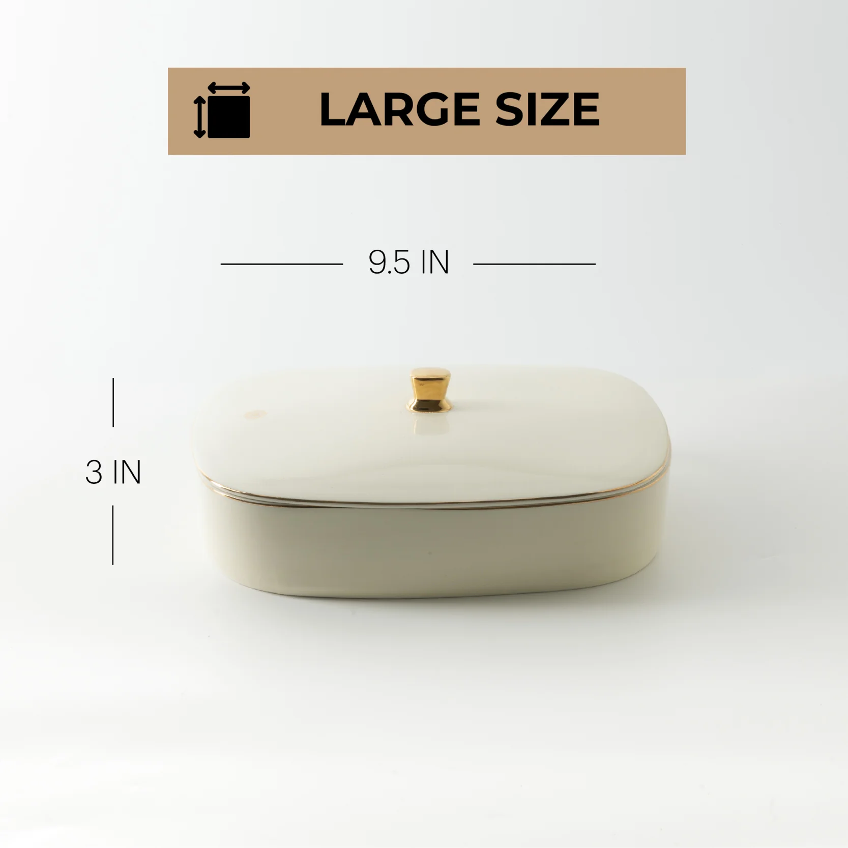 Mirral - Large Decorative Canister - White & Gold - Image 5