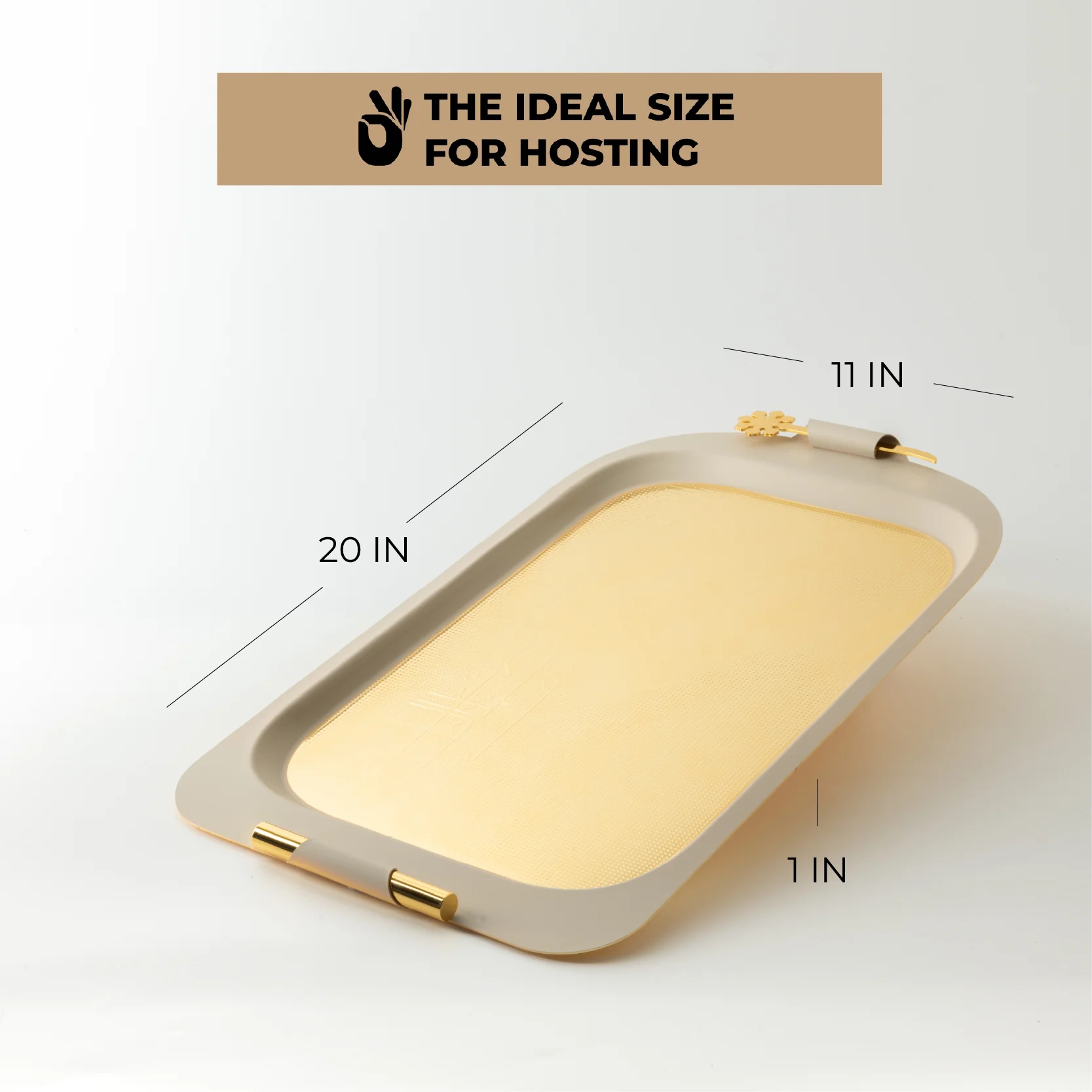 Mirral - Serving Tray - Beige & Gold - Image 5