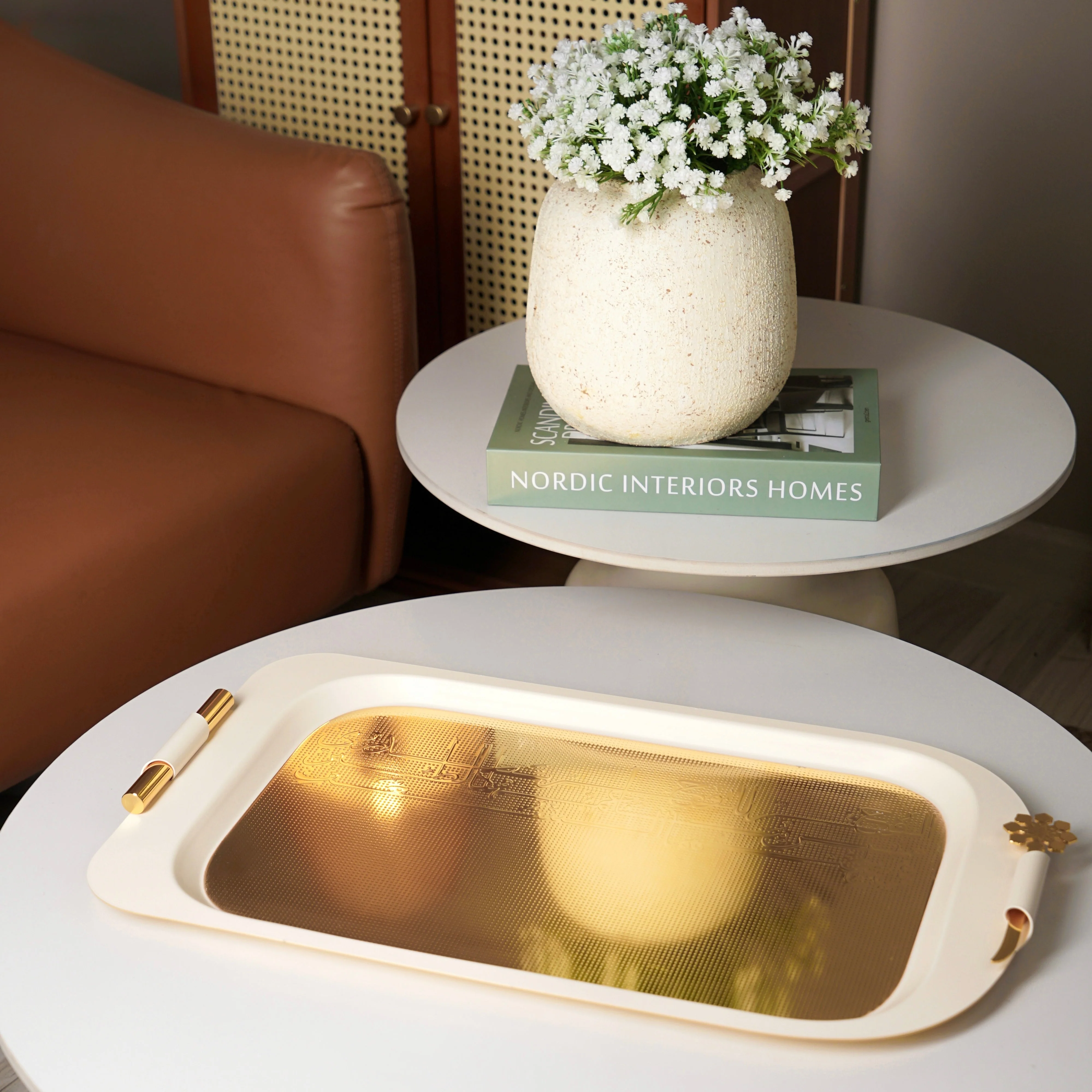 Mirral - Serving Tray - White & Gold - Image 4