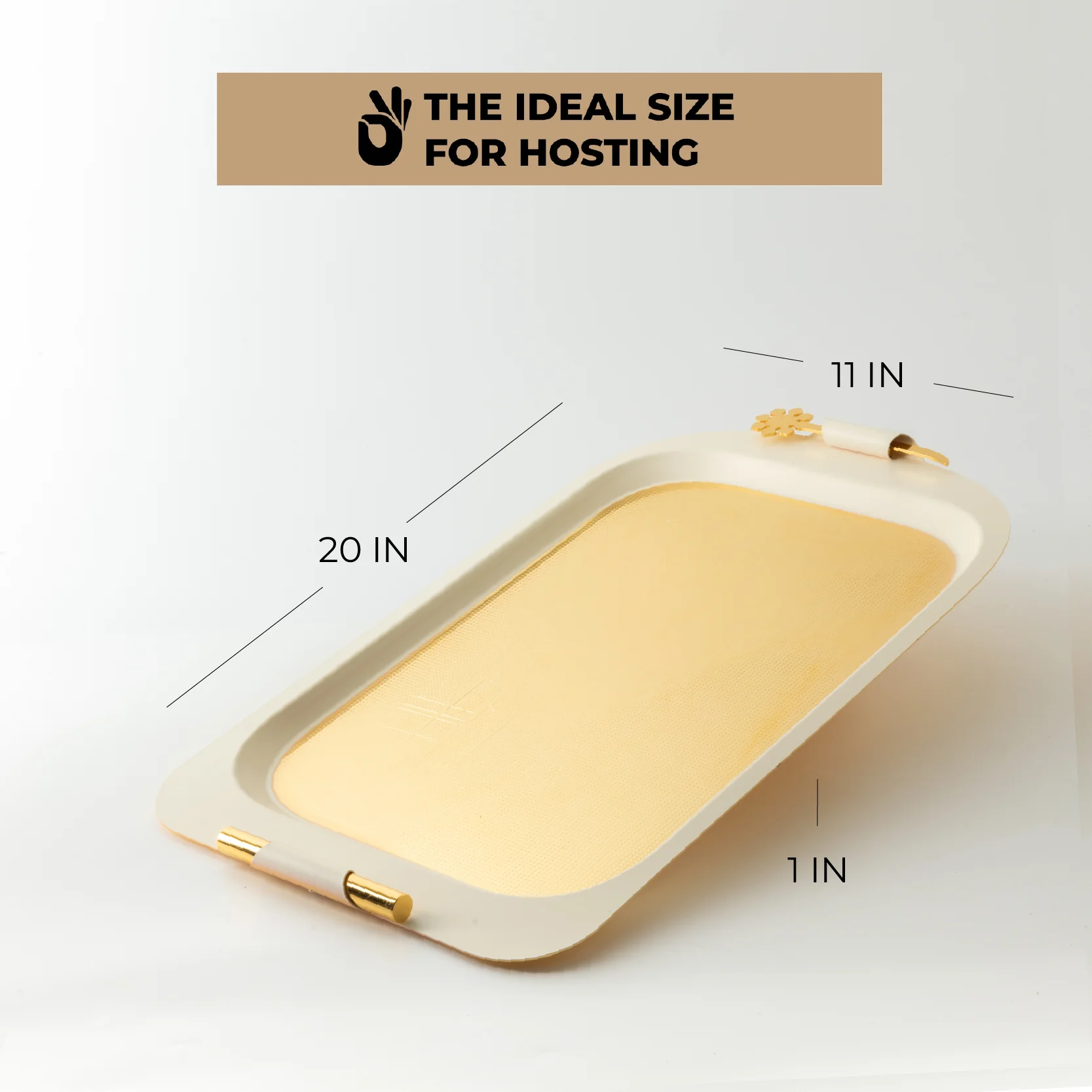 Mirral - Serving Tray - White & Gold - Image 5