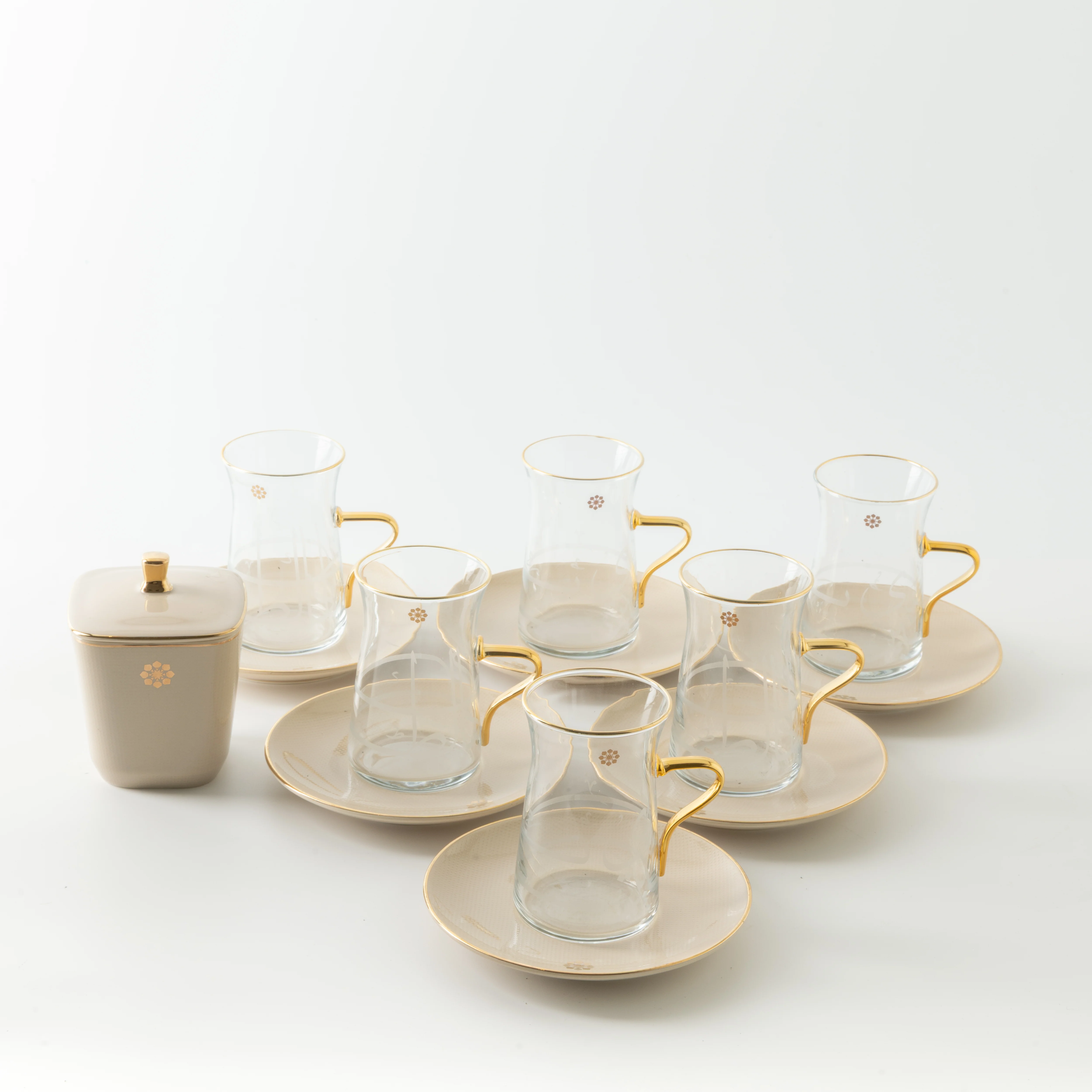 Mirral - Tea Set (13-Pc) - Beige & Gold - Image 6
