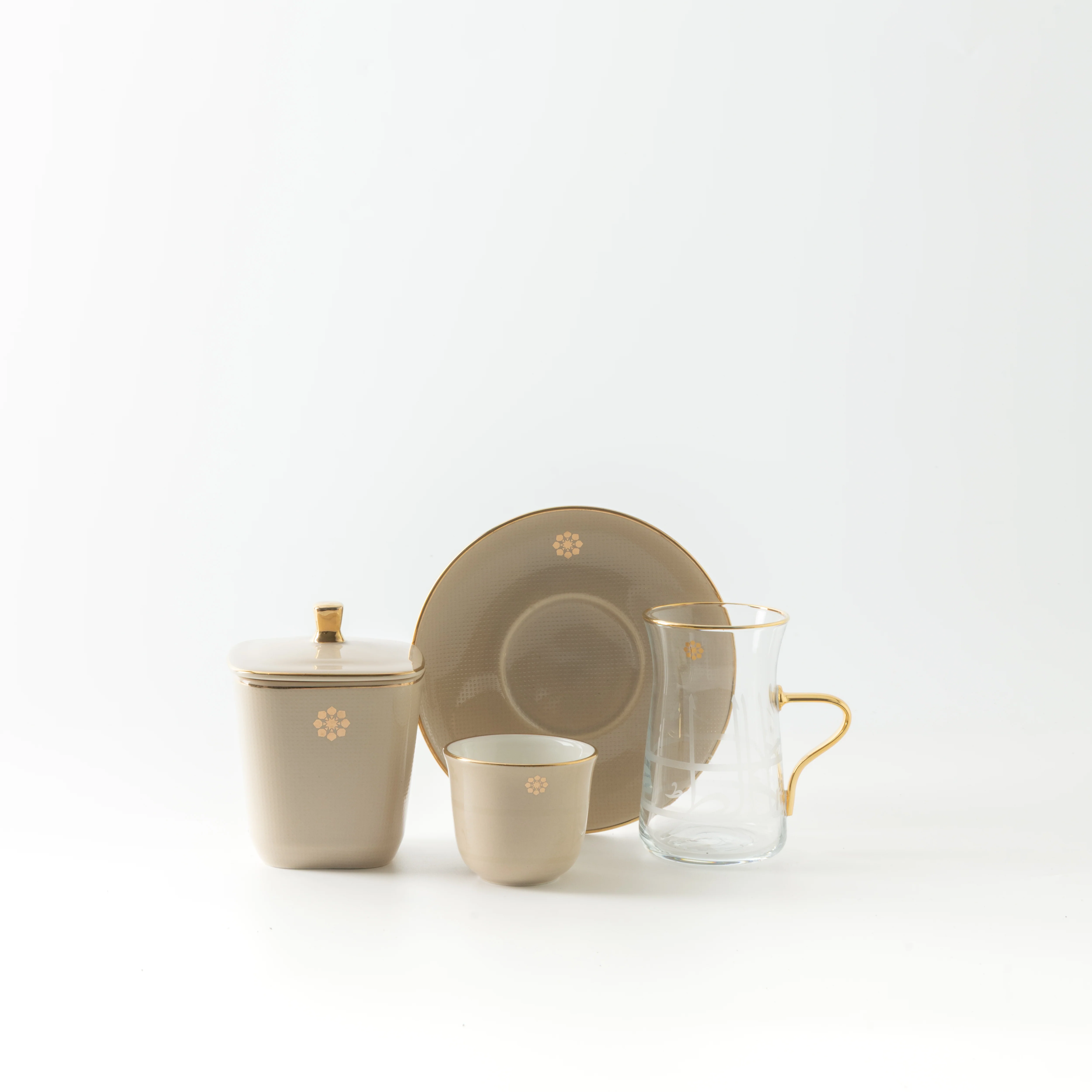 Mirral - Tea Set (19-Pc) - Beige & Gold - Image 6