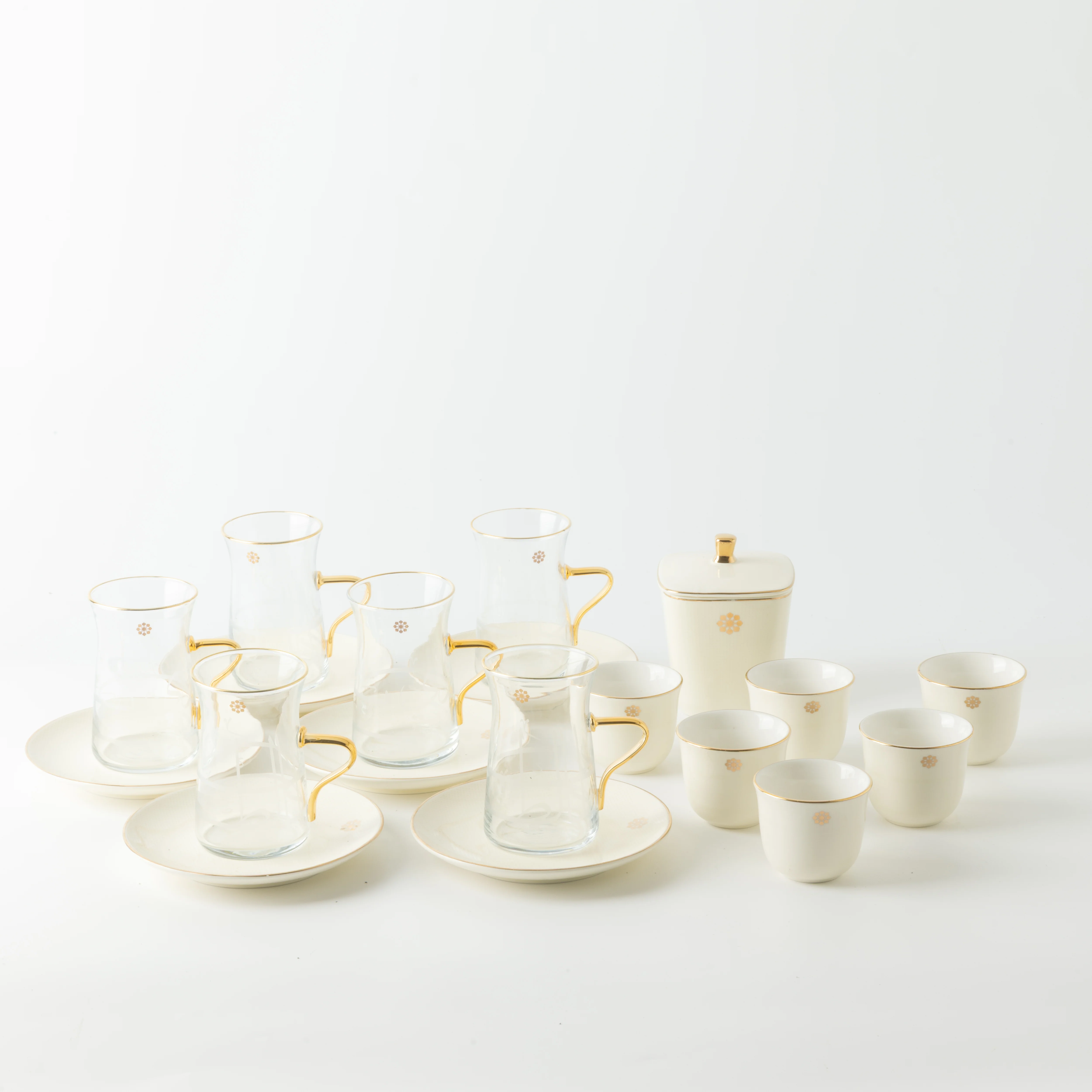Mirral - Tea Set (19-Pc) - White & Gold - Image 7