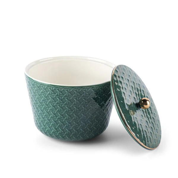 Rattan- Large Date Bowl- Green & Gold - Image 4