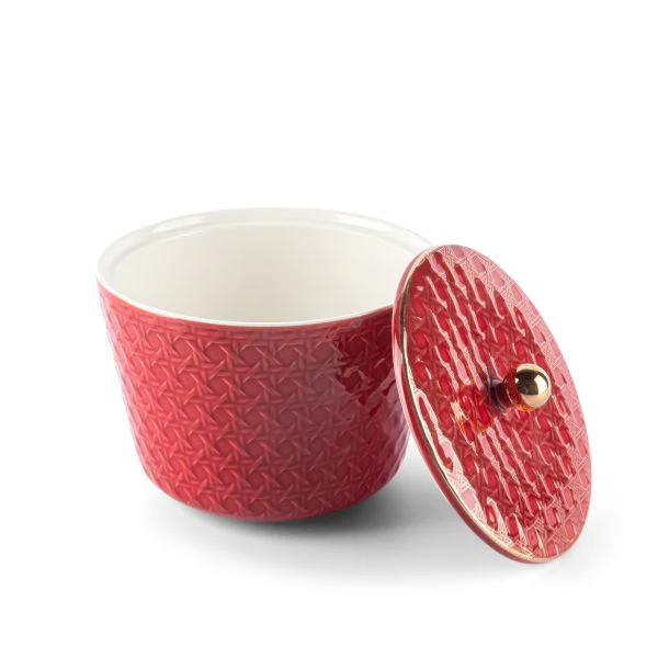 Rattan- Medium Date Bowl- Red & Gold - Image 4