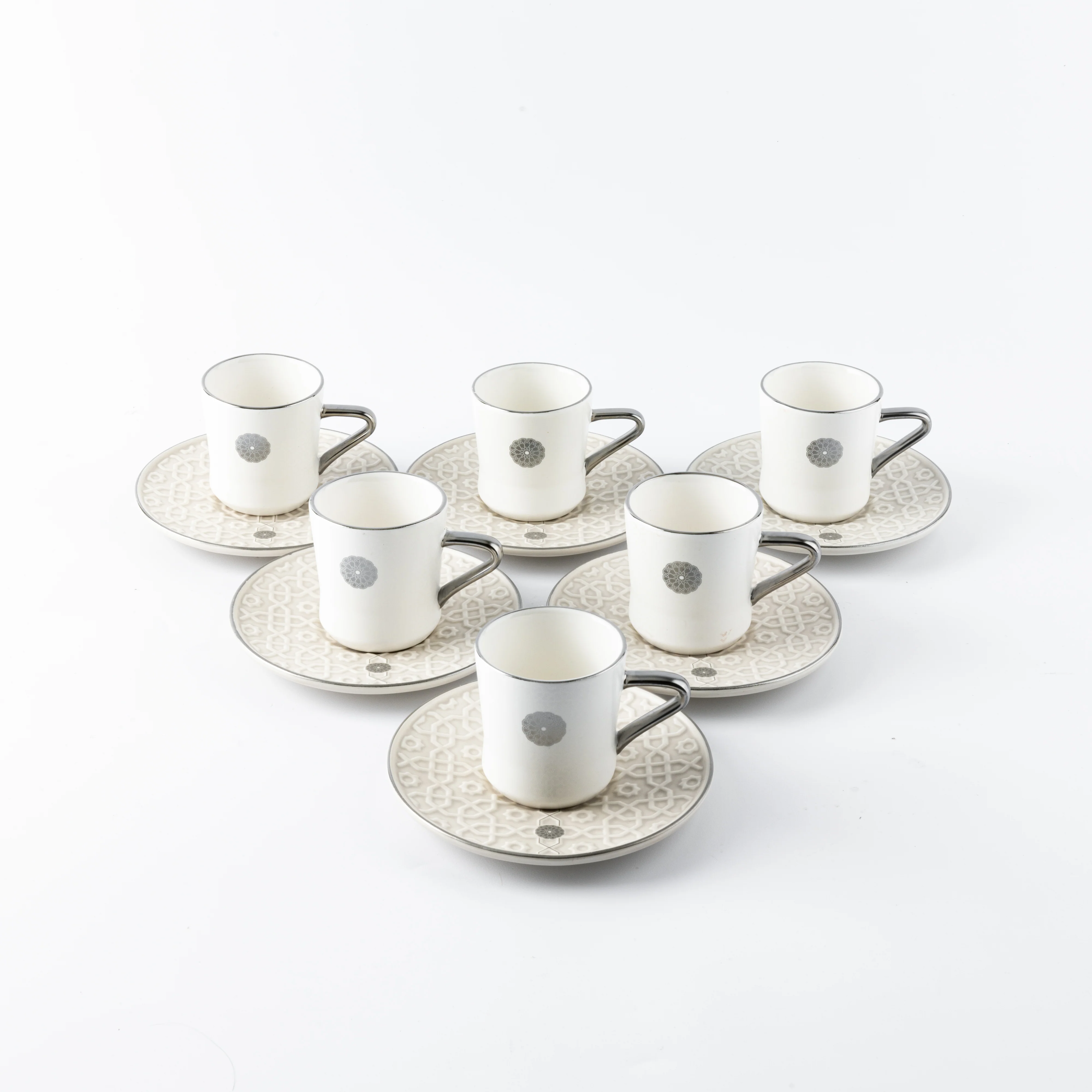 Rosette - Turkish Coffee Set - Beige & Silver - Image 3