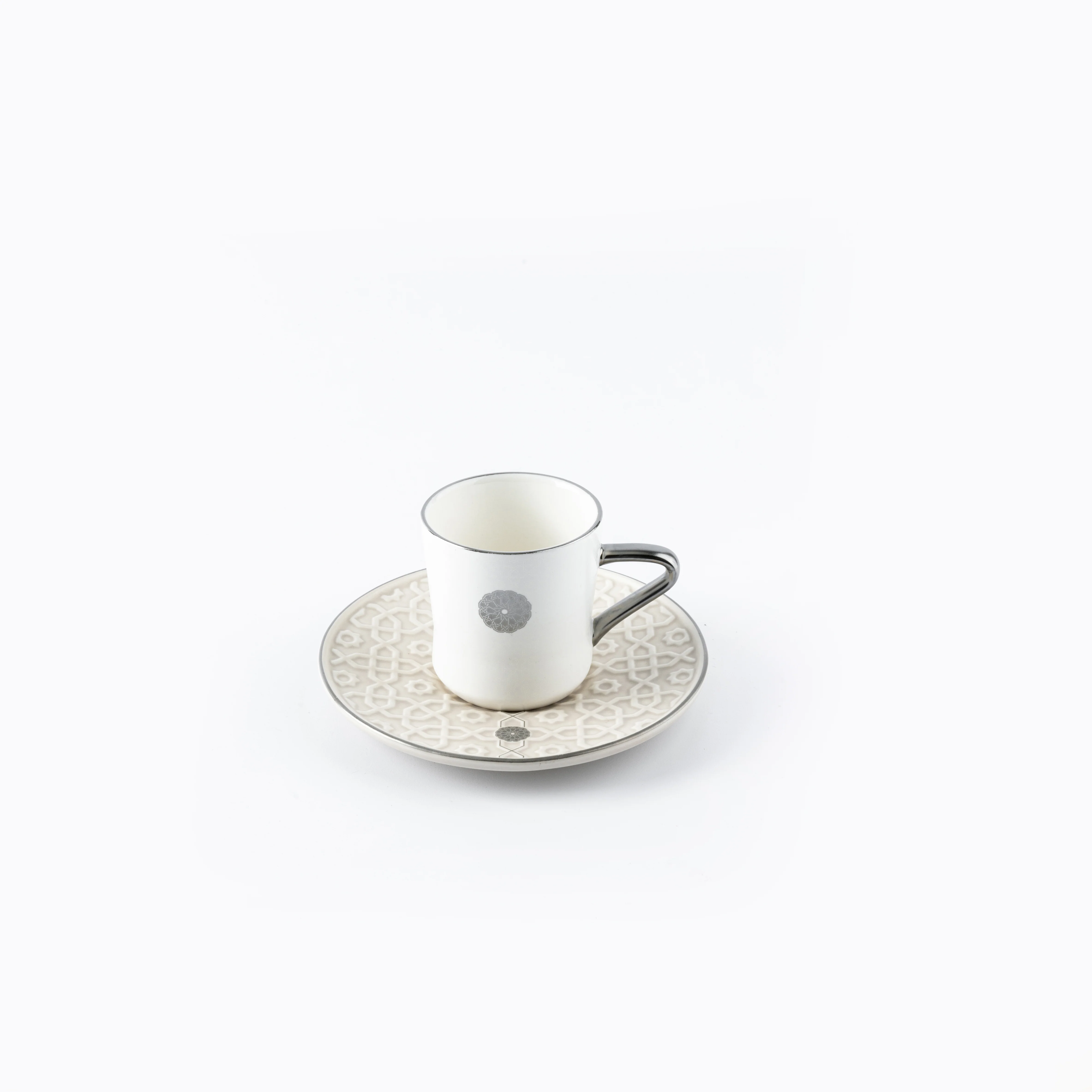 Rosette - Turkish Coffee Set - Beige & Silver - Image 4