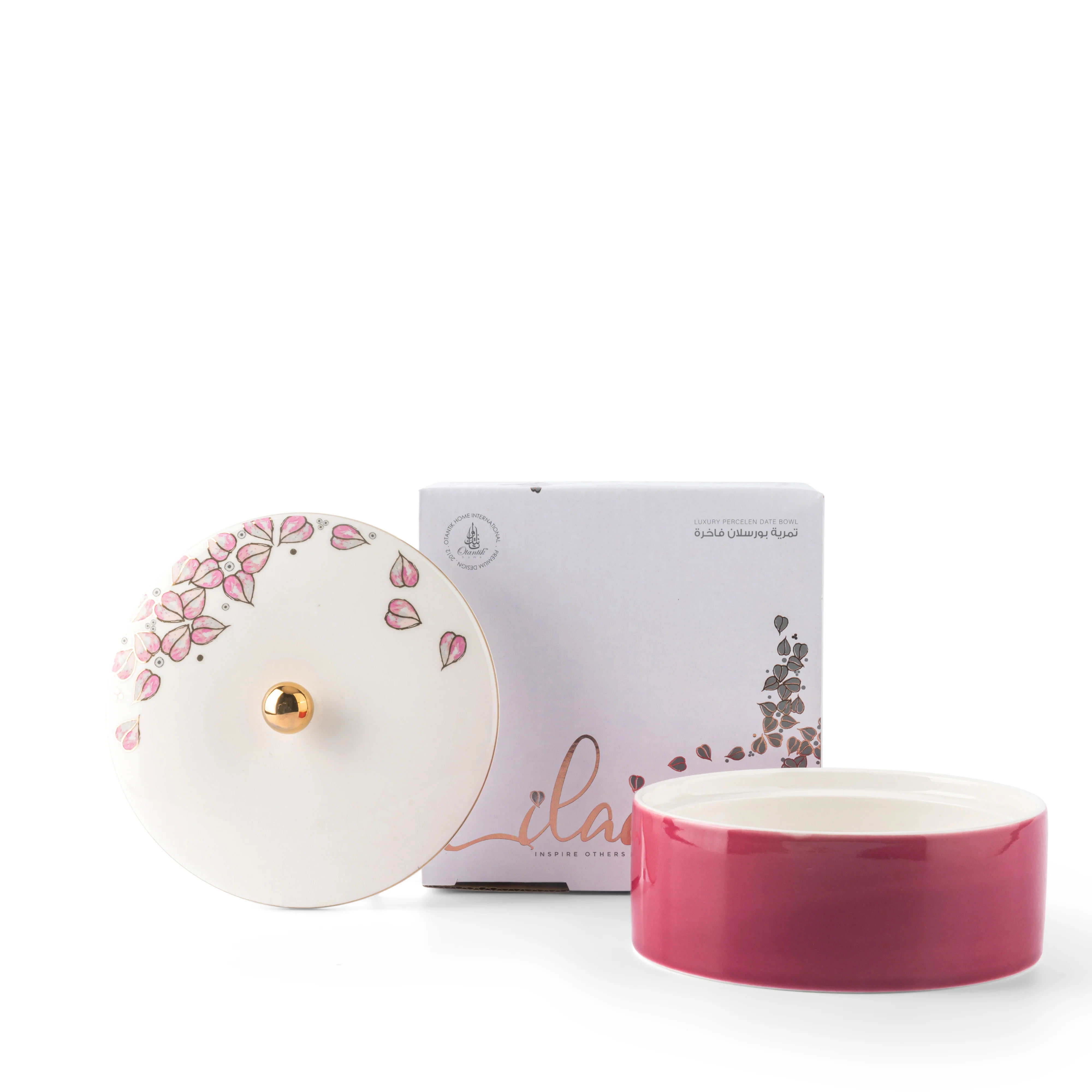 Stylish Lilac - Decorative Small Canister/Server - Pink & Gold - Image 4