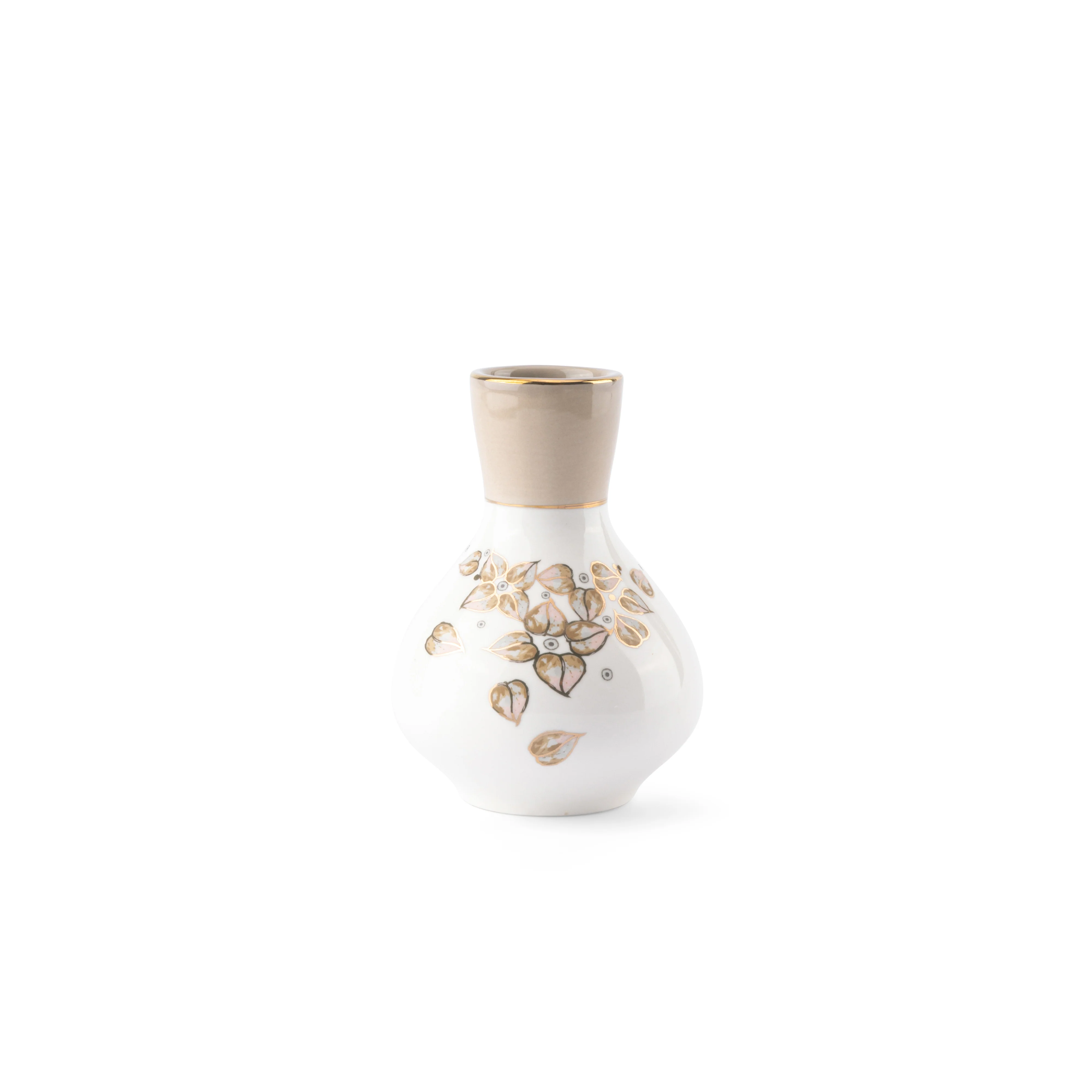Stylish Lilac - Small Decorative Vase - Beige & Gold - Image 3